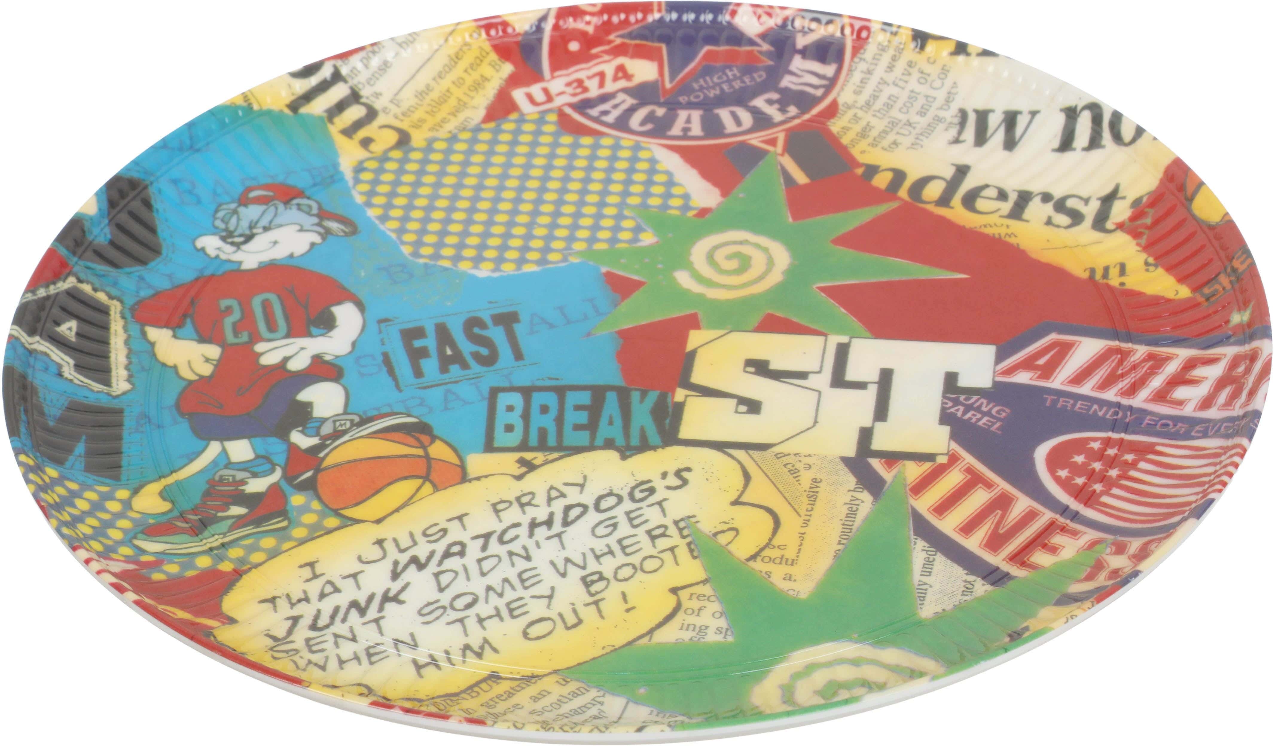 Al Shreif Round Melamine Serving Tray, 31.7 cm - Multicolor