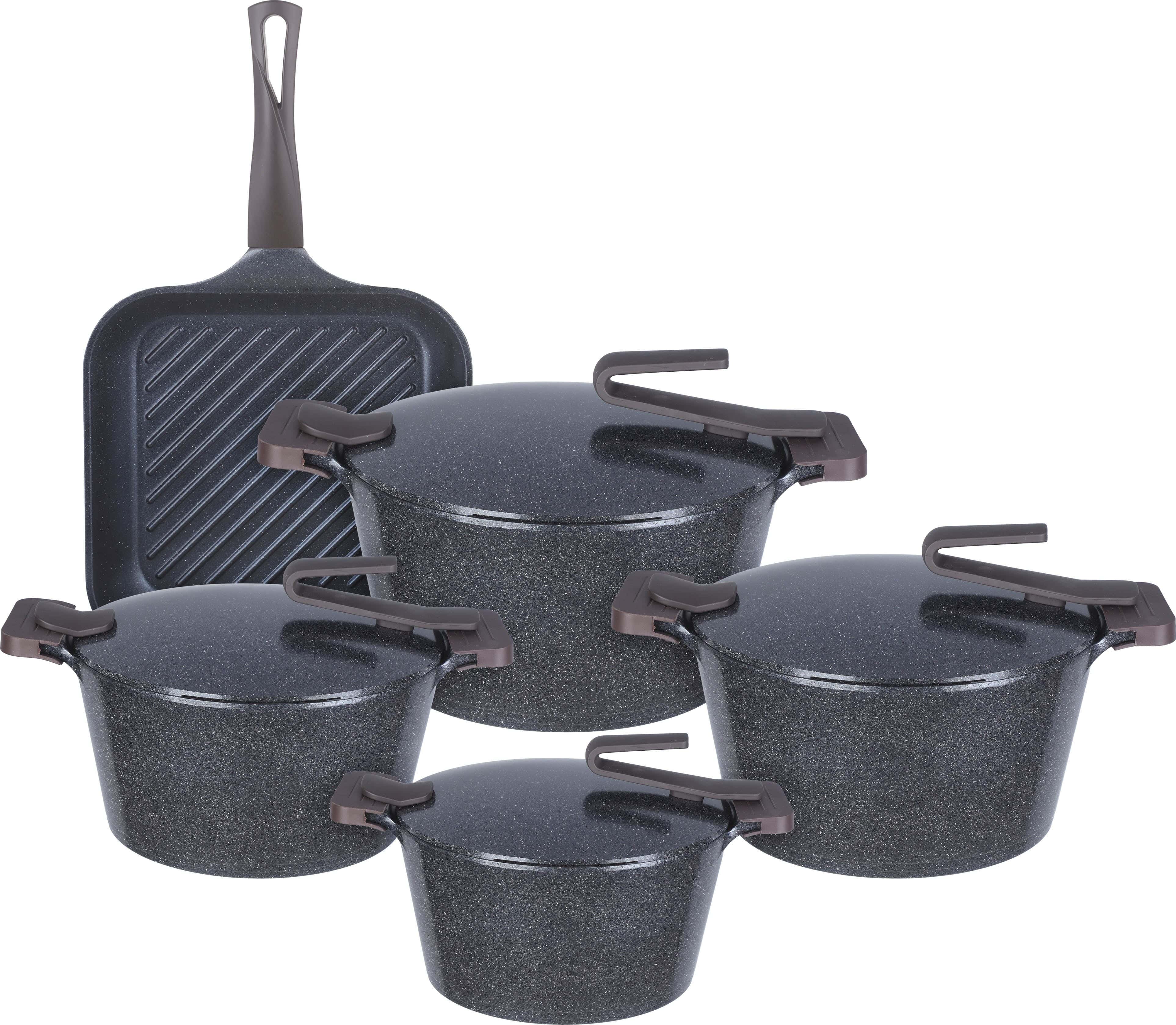 Pyrex Granite Pots Set, 9 Pieces - Navy