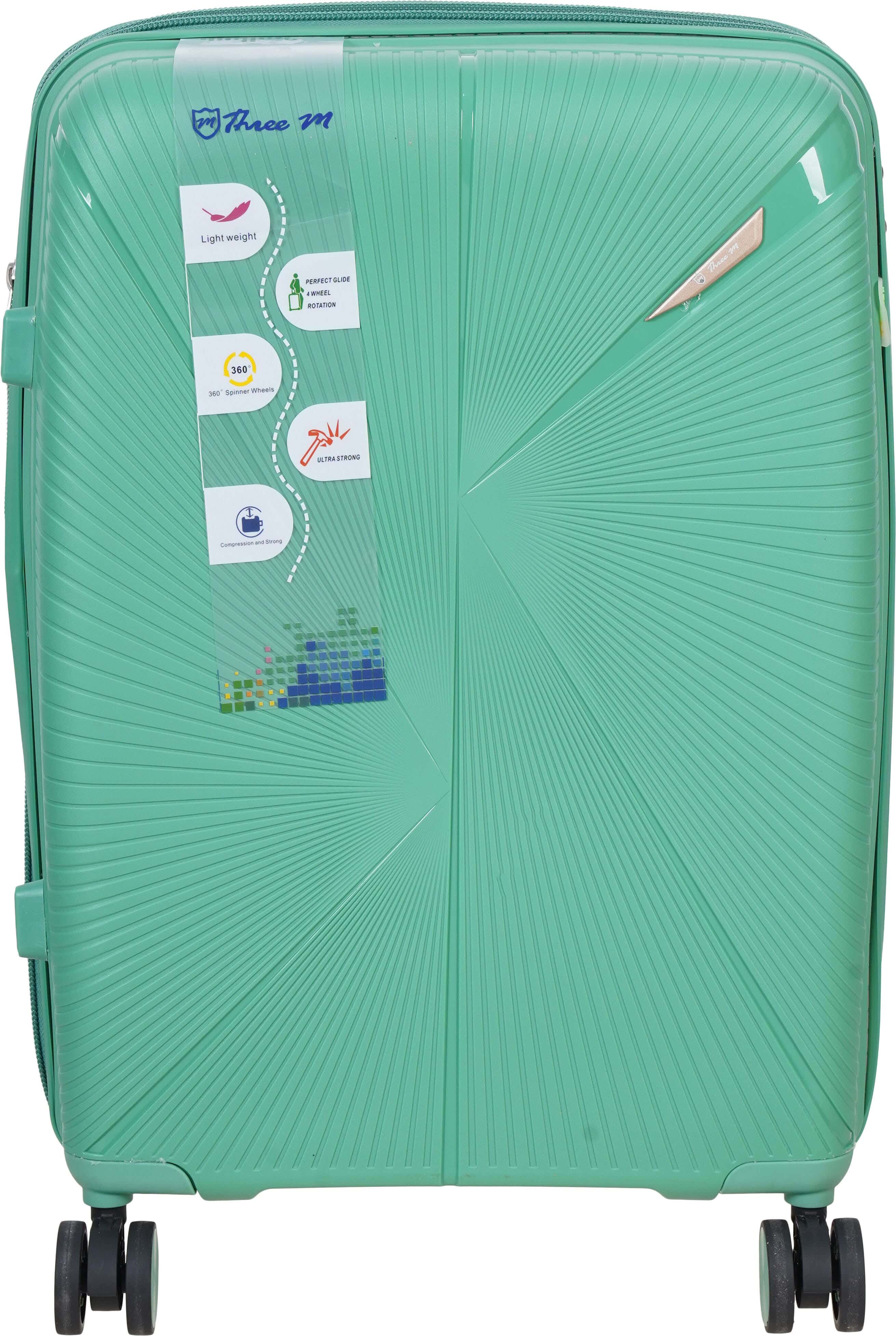 Three M Silicone Luggage Trolley Bags, 24 inches, 6 Zippers, Digital Lock - Green