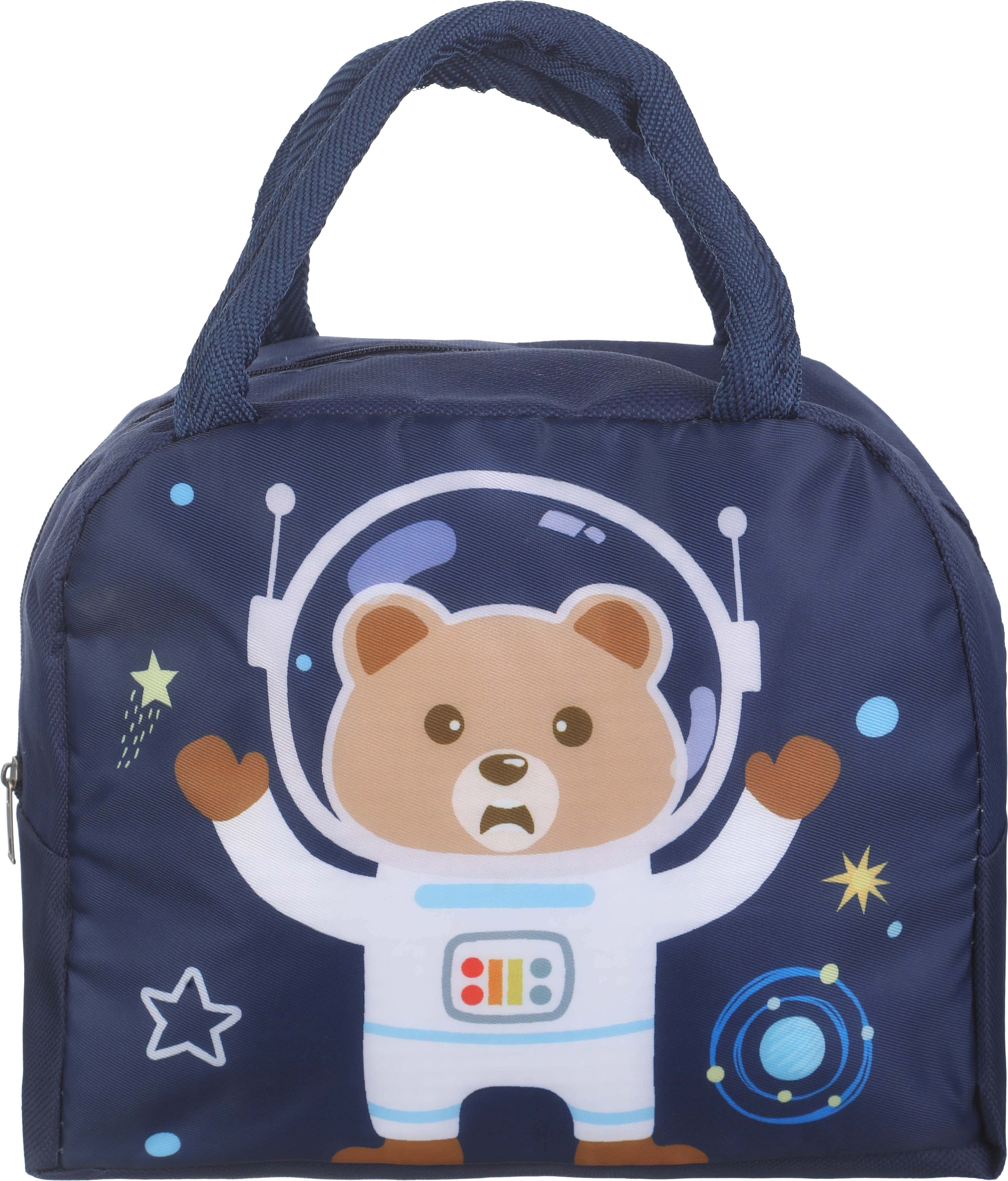 Waterproof Rectangular Lunch Bag, with Handle, 20×23 cm - Navy White
