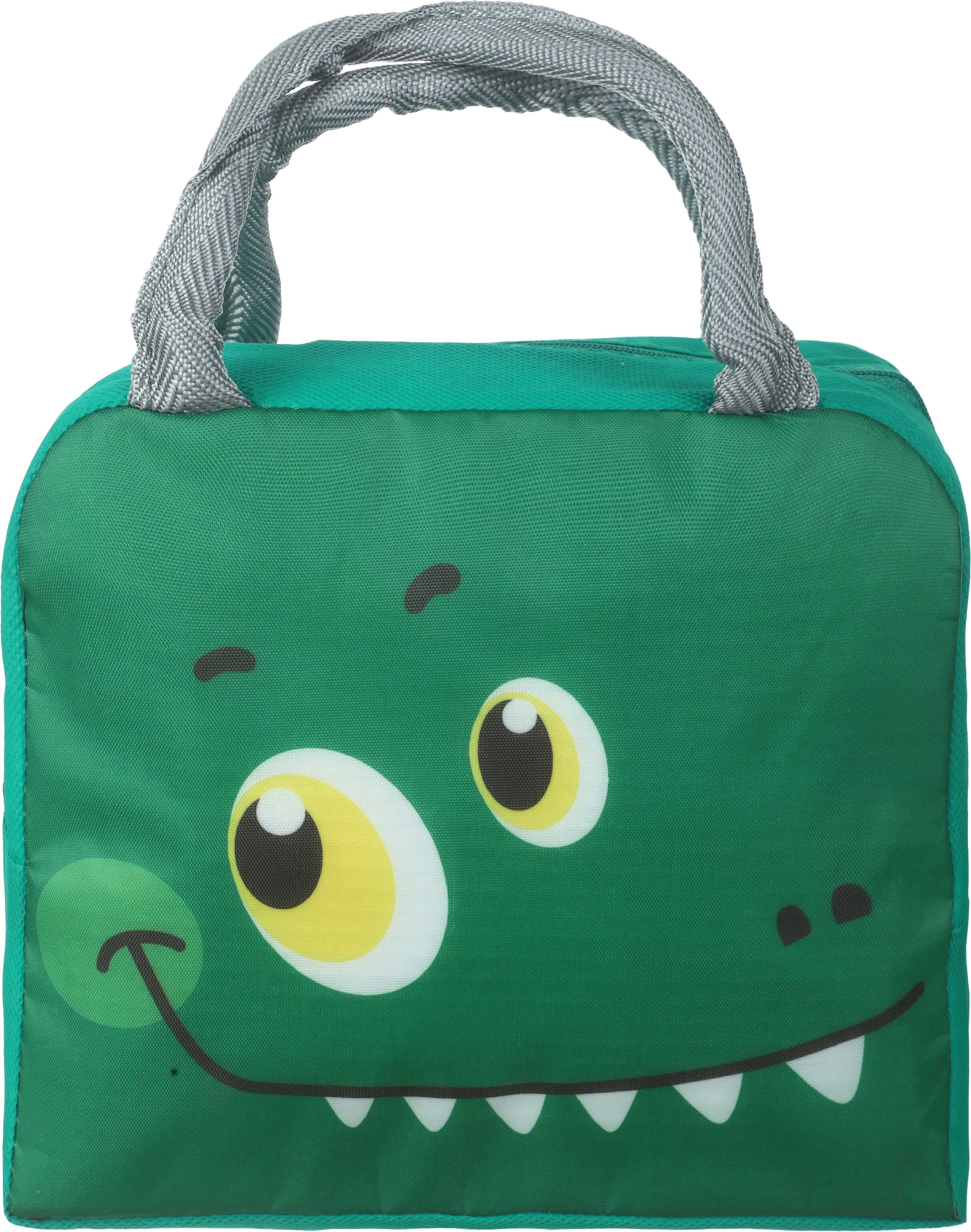 Waterproof Rectangular Lunch Bag, with Handle, 20×23 cm - Green Grey