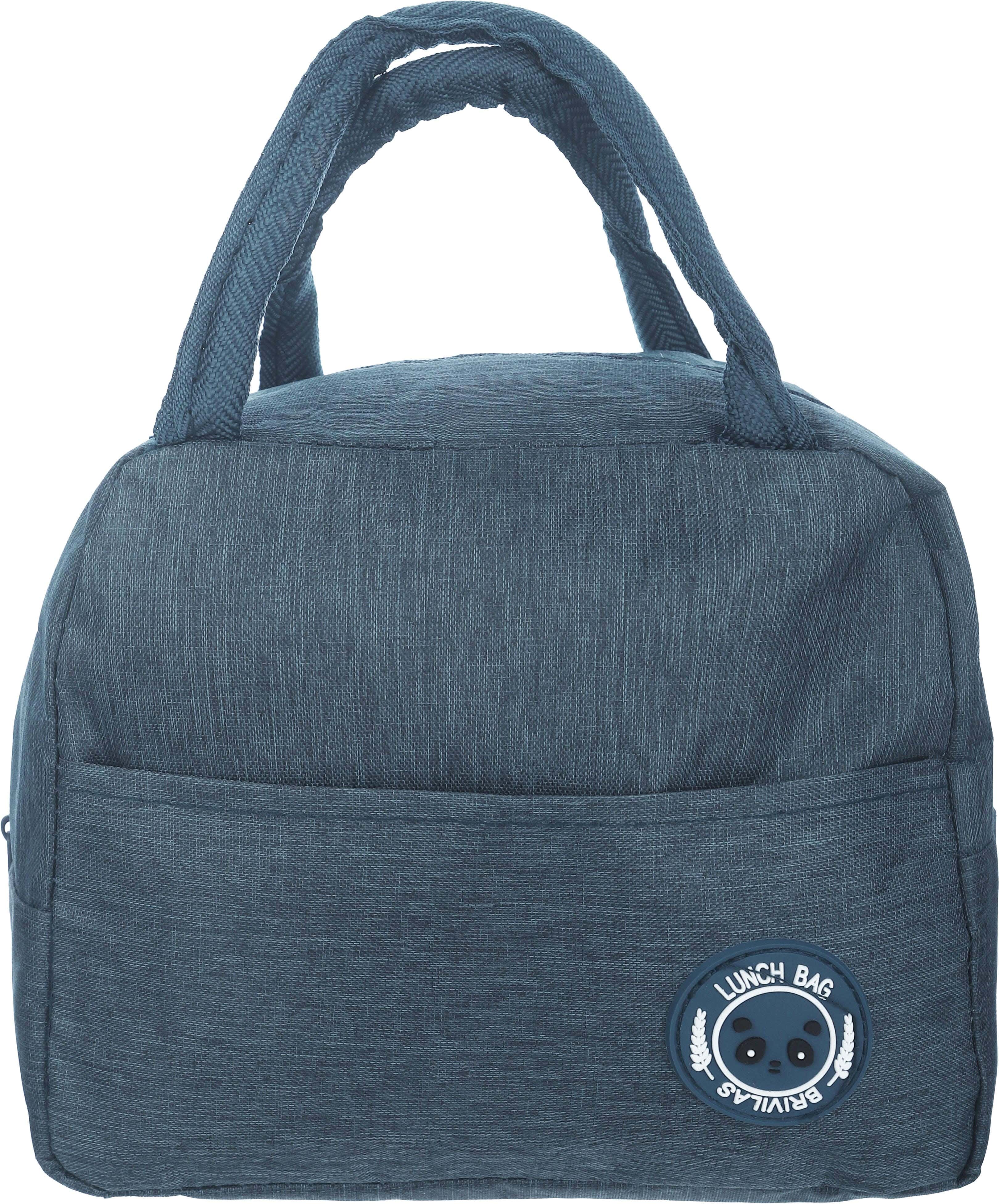 Falmer Rectangular Waterproof Lunch Bag, with External Pocket, 1 zipper, 20×23 cm - Navy