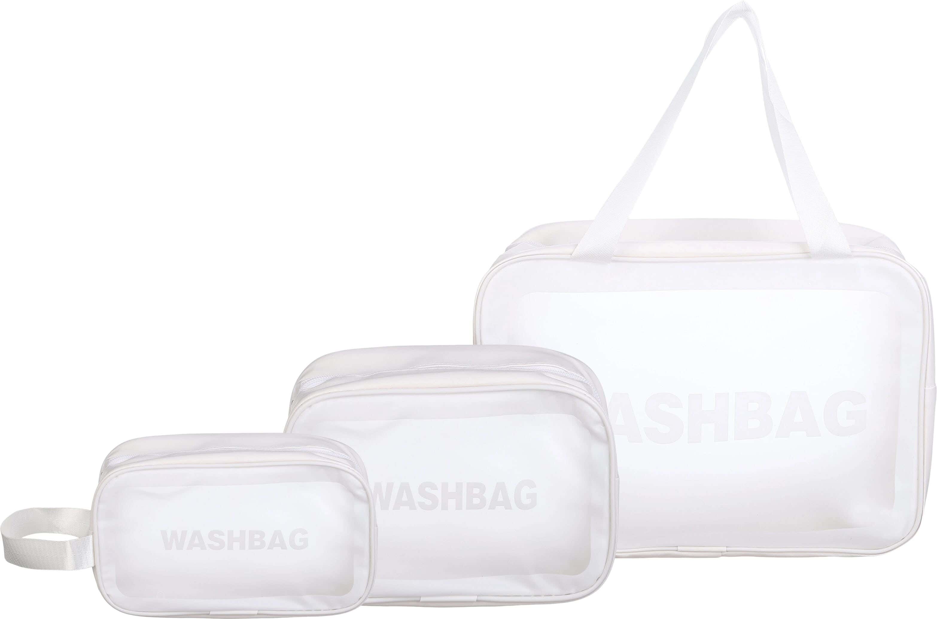 Rectangular Waterproof Makeup Bag Set, 3 Pieces - White