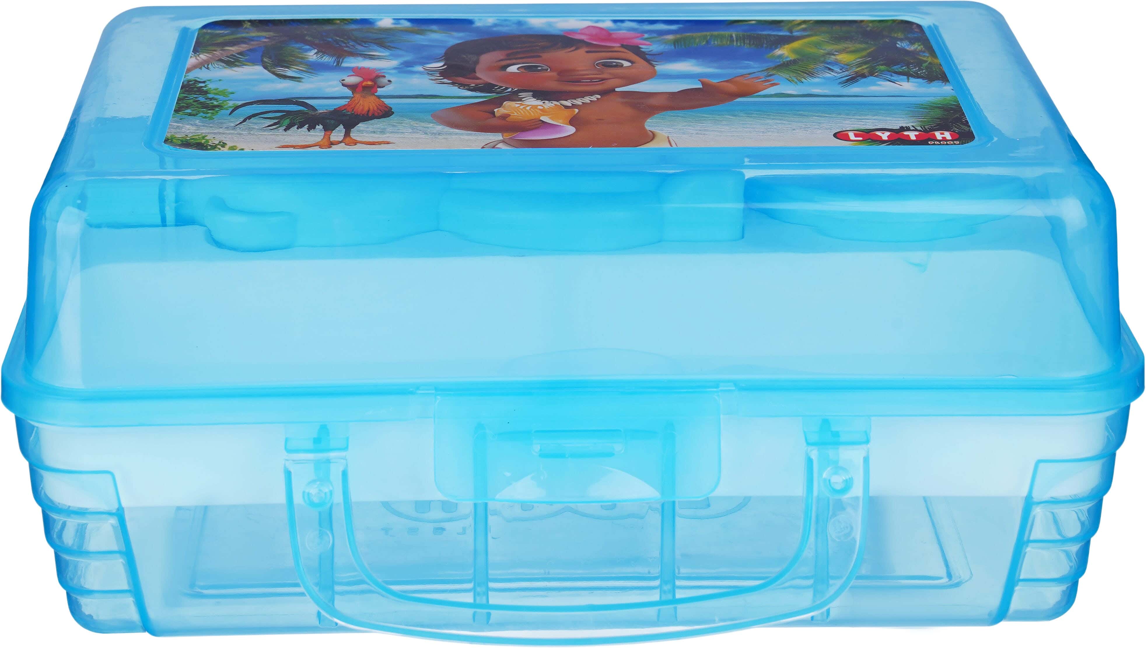Lyth Plast Plastic Lunch Box Set, with Handle, 7 Pieces, 23×16 cm - Light Blue