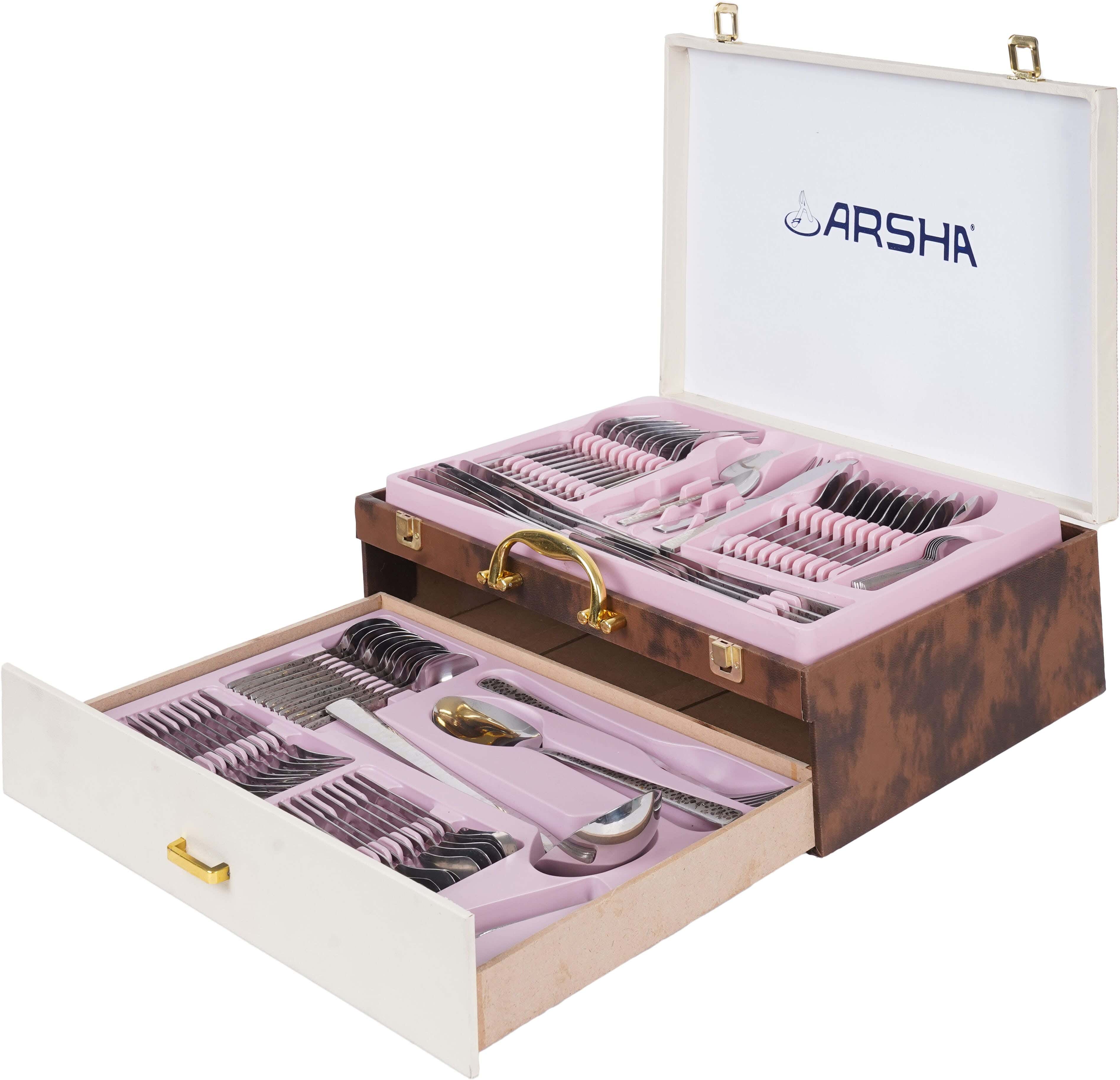 Arshia Stainless Steel Cutlery Set, 87 Pieces - Silver