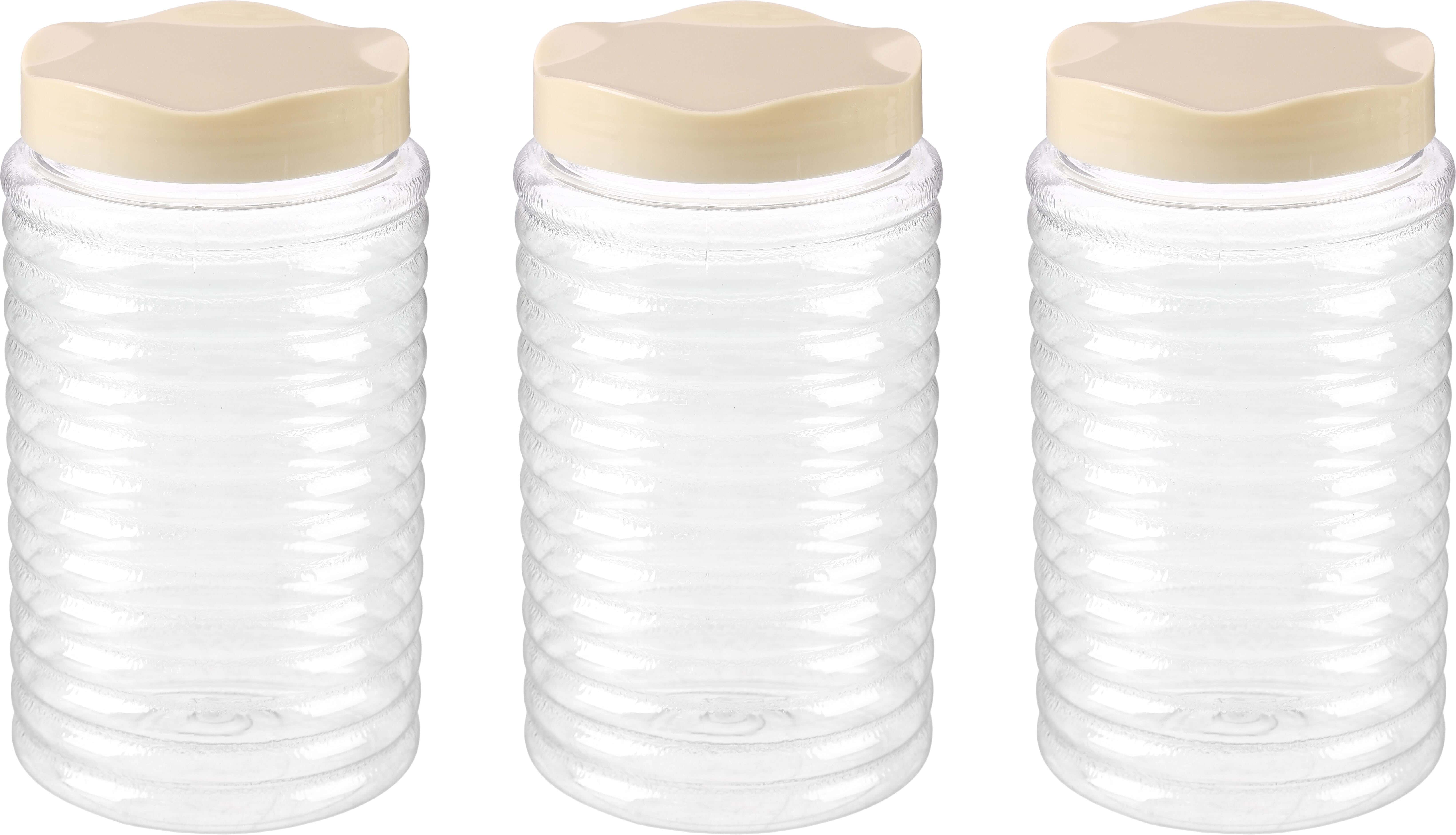 Winner Plast Plastic Storage Jar Set, 3 Pieces, 1500 ml - Clear Beige