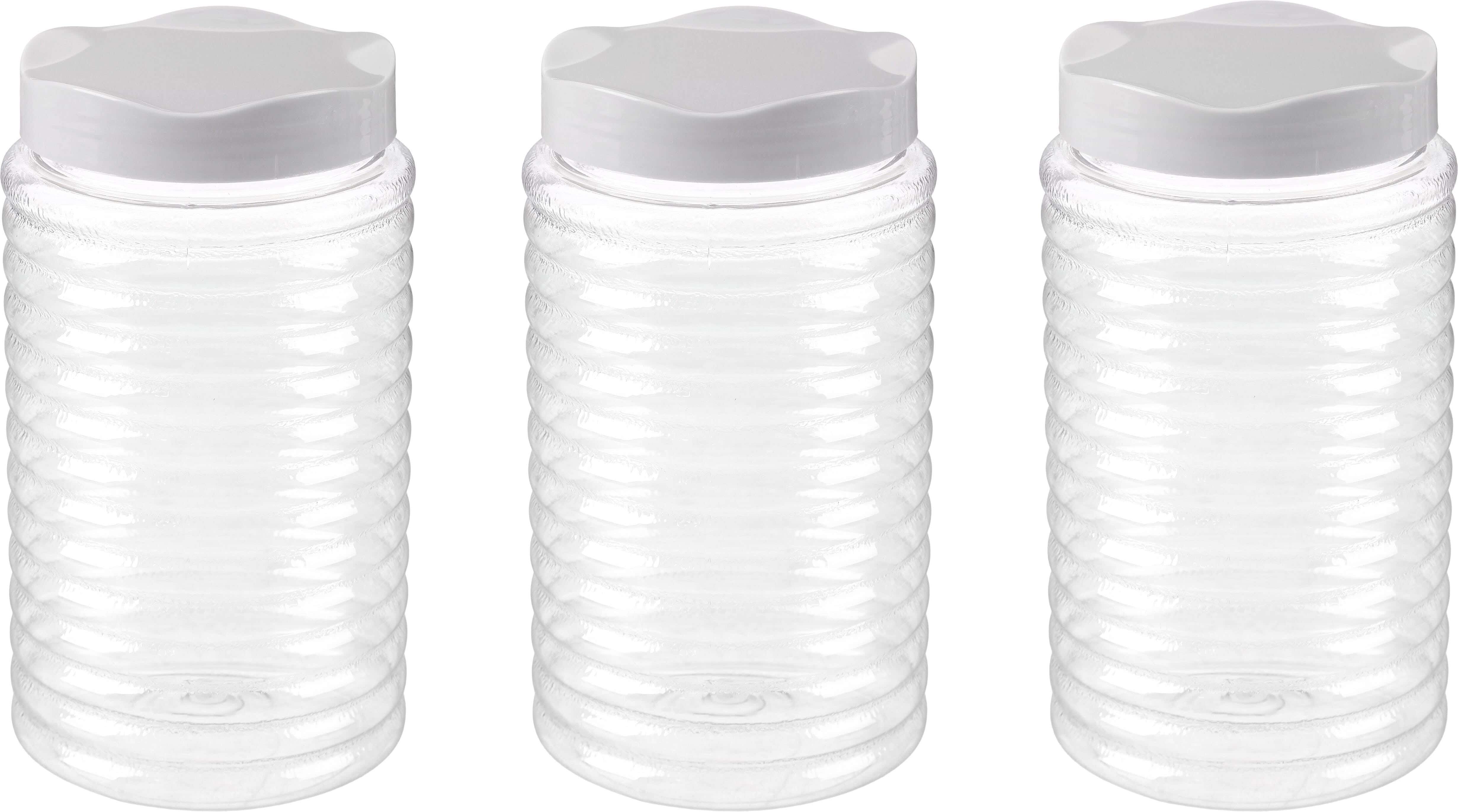 Winner Plast Plastic Storage Jar Set, 3 Pieces, 1500 ml - Clear Light Grey