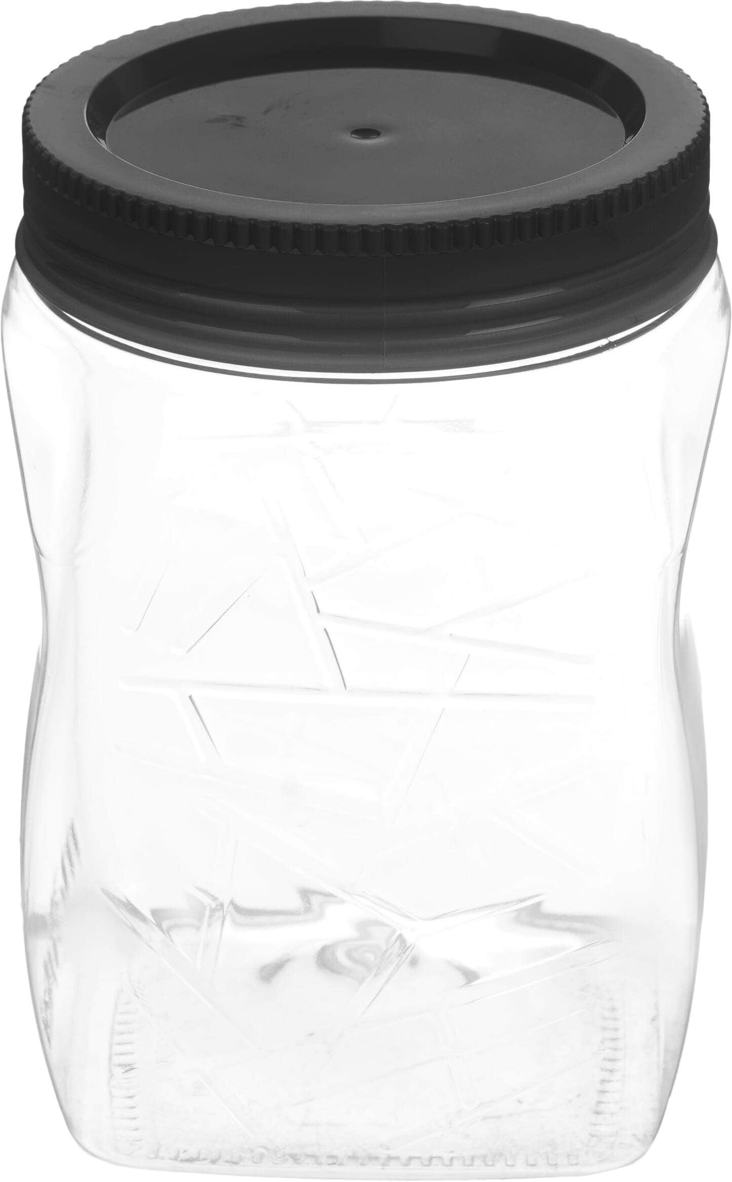 Max Plast Plastic Jar with Lid, 450 ml - Clear Black