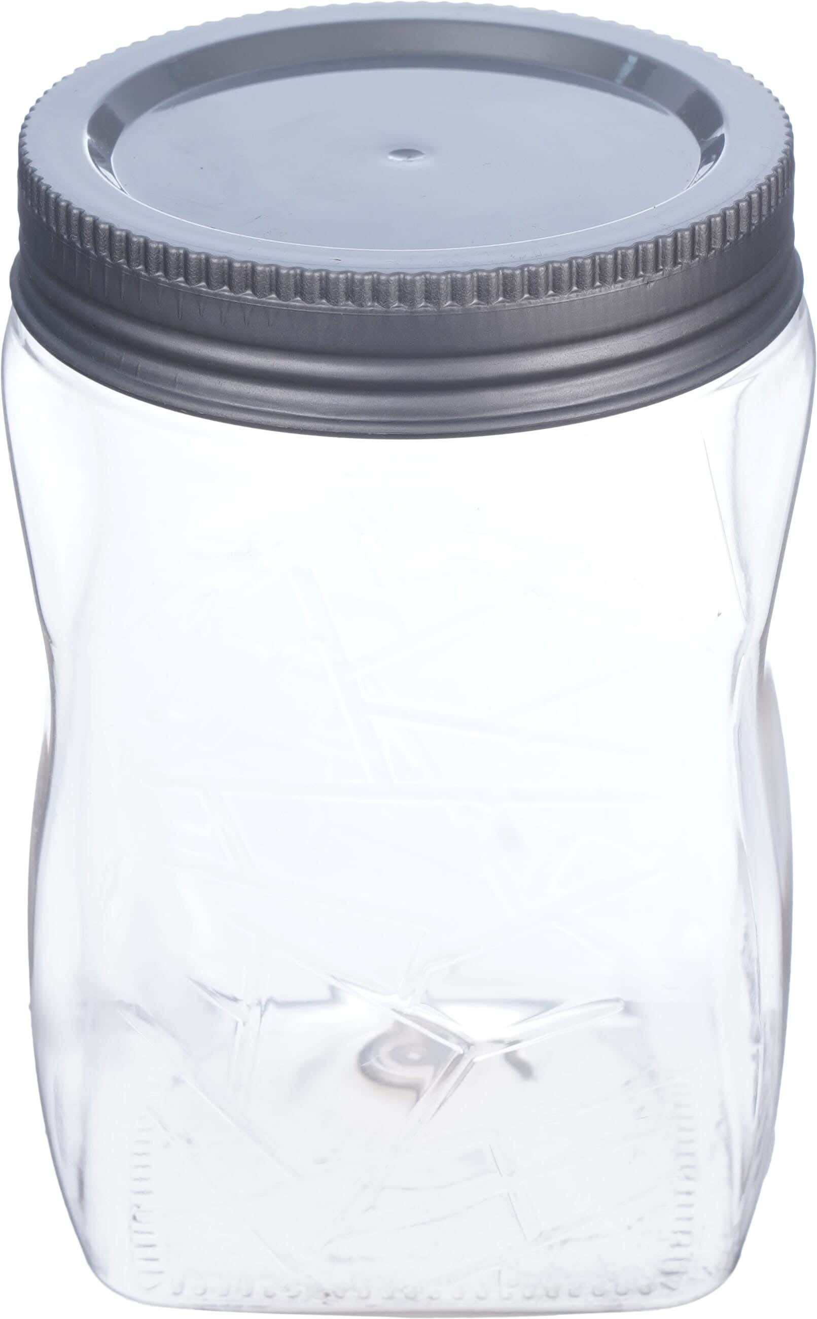 Max Plast Plastic Jar with Lid, 450 ml - Clear Dark Grey