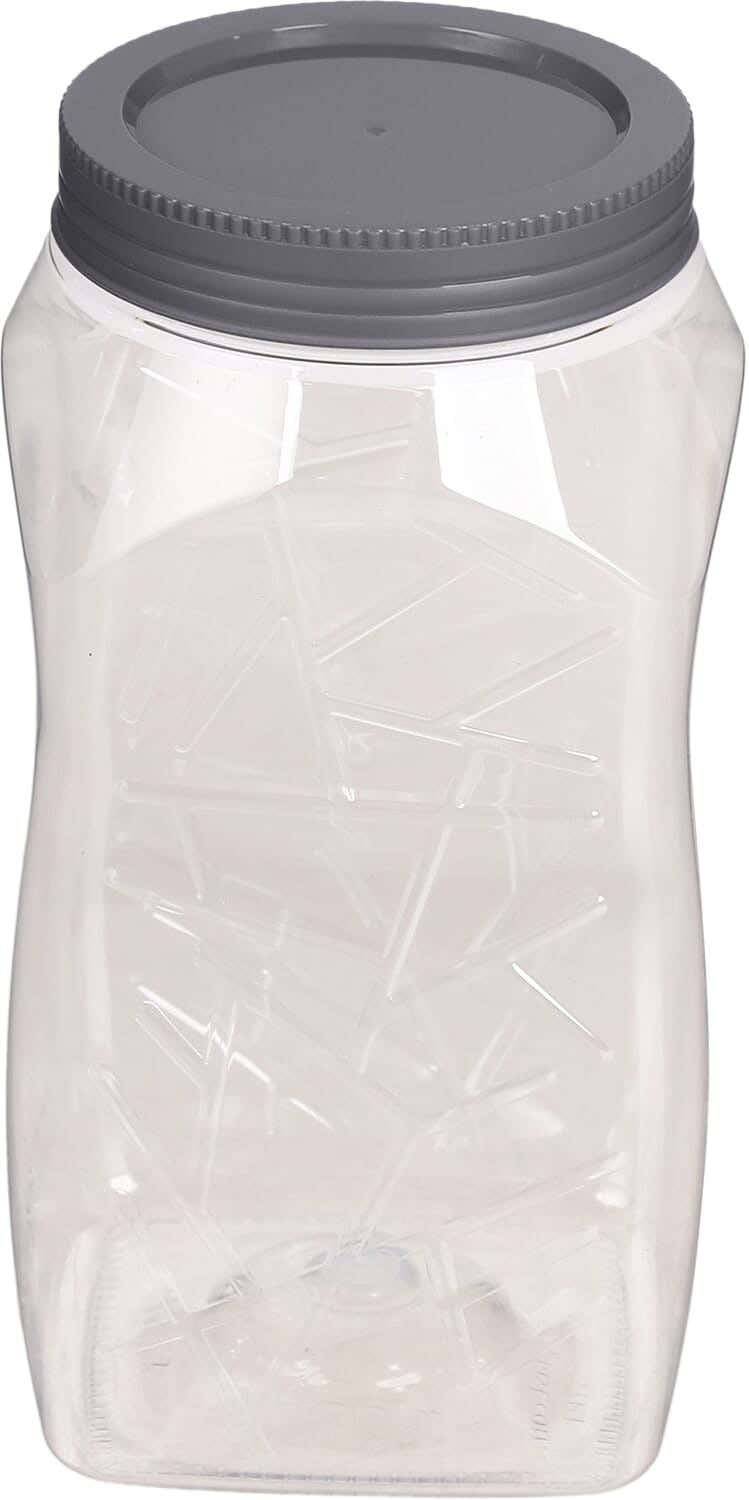 Max Plast Round Plastic Jar, 1.7 litres - Clear Grey