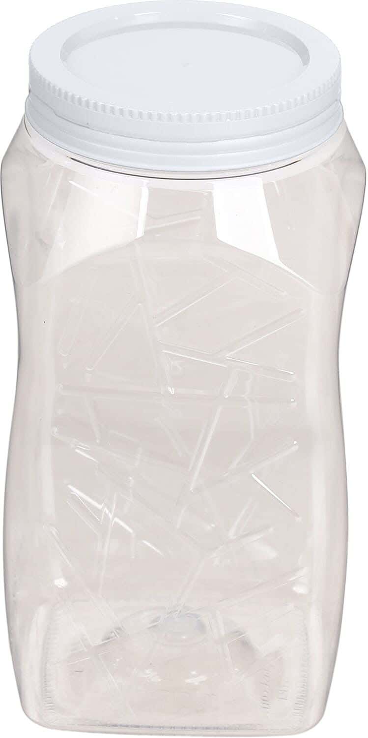 Max Plast Round Plastic Jar, 1.7 litres - Clear White