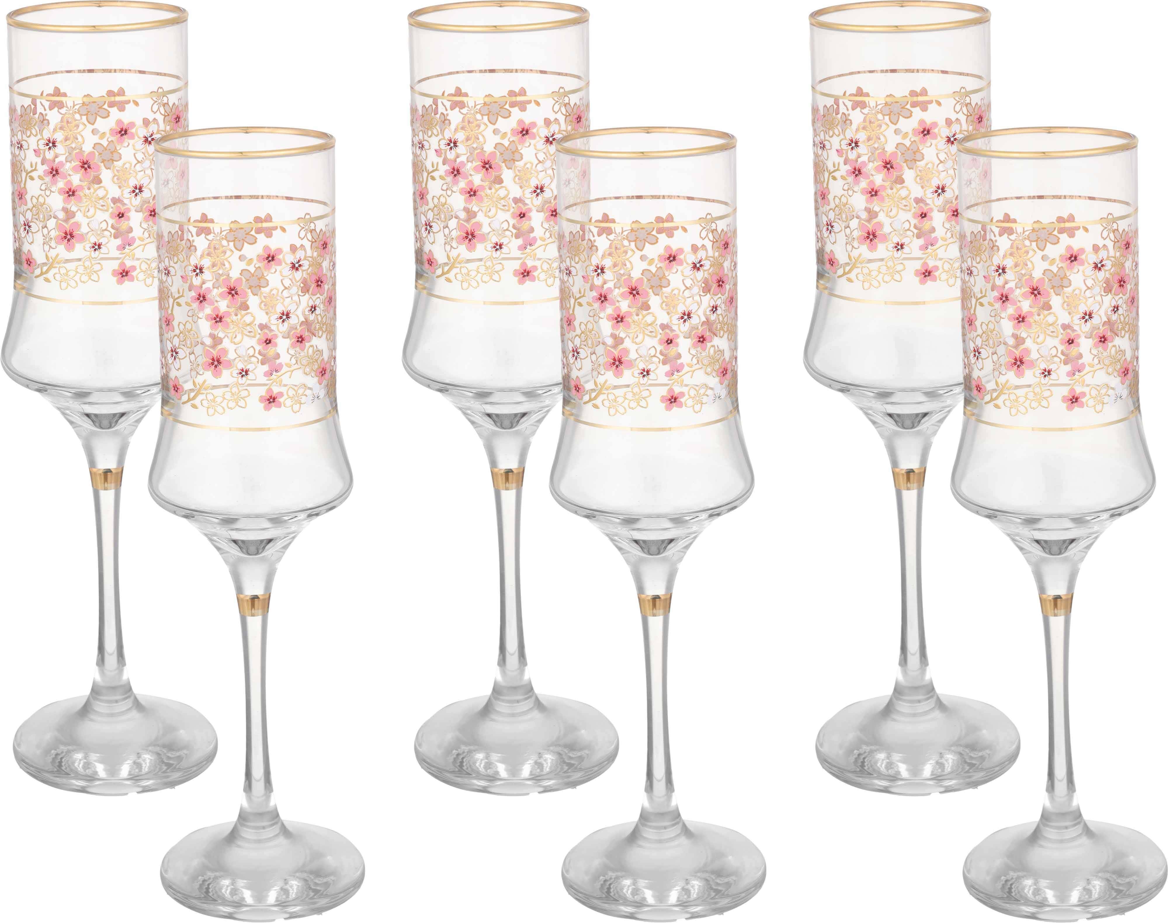 Snabel Glass Set, 6 Pieces, 220 ml - Clear Gold