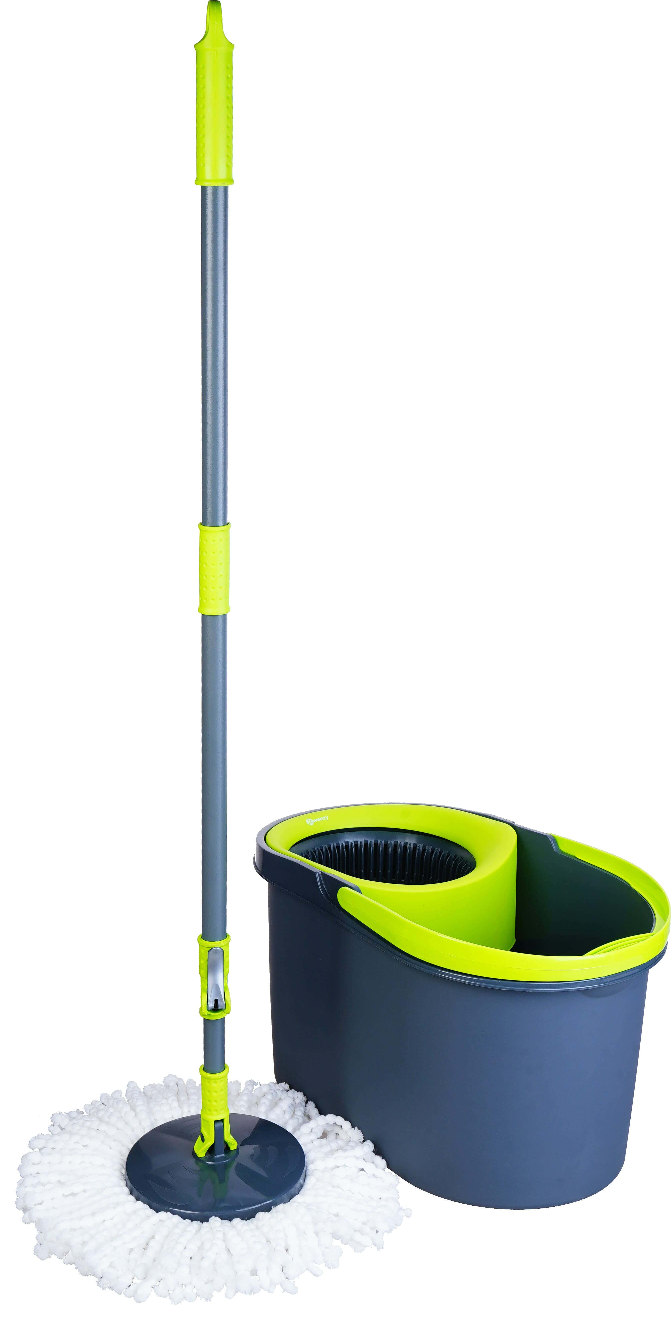 Weazy Plastic Mopping Bucket, 16 Litres, Stainless Steel Handle - Dark Grey