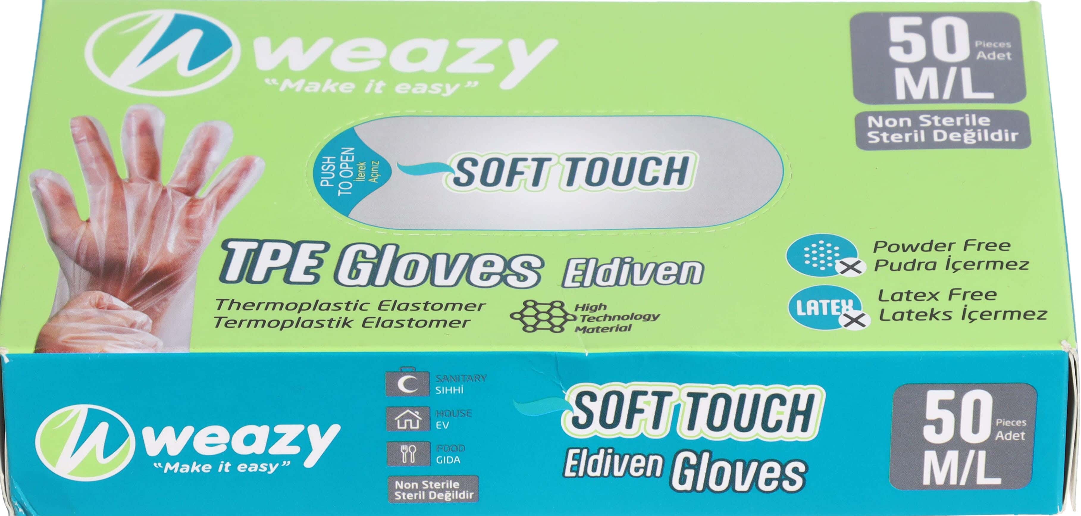 Wizzy Plastic Gloves pieces, 50 Pieces, Size L - Clear