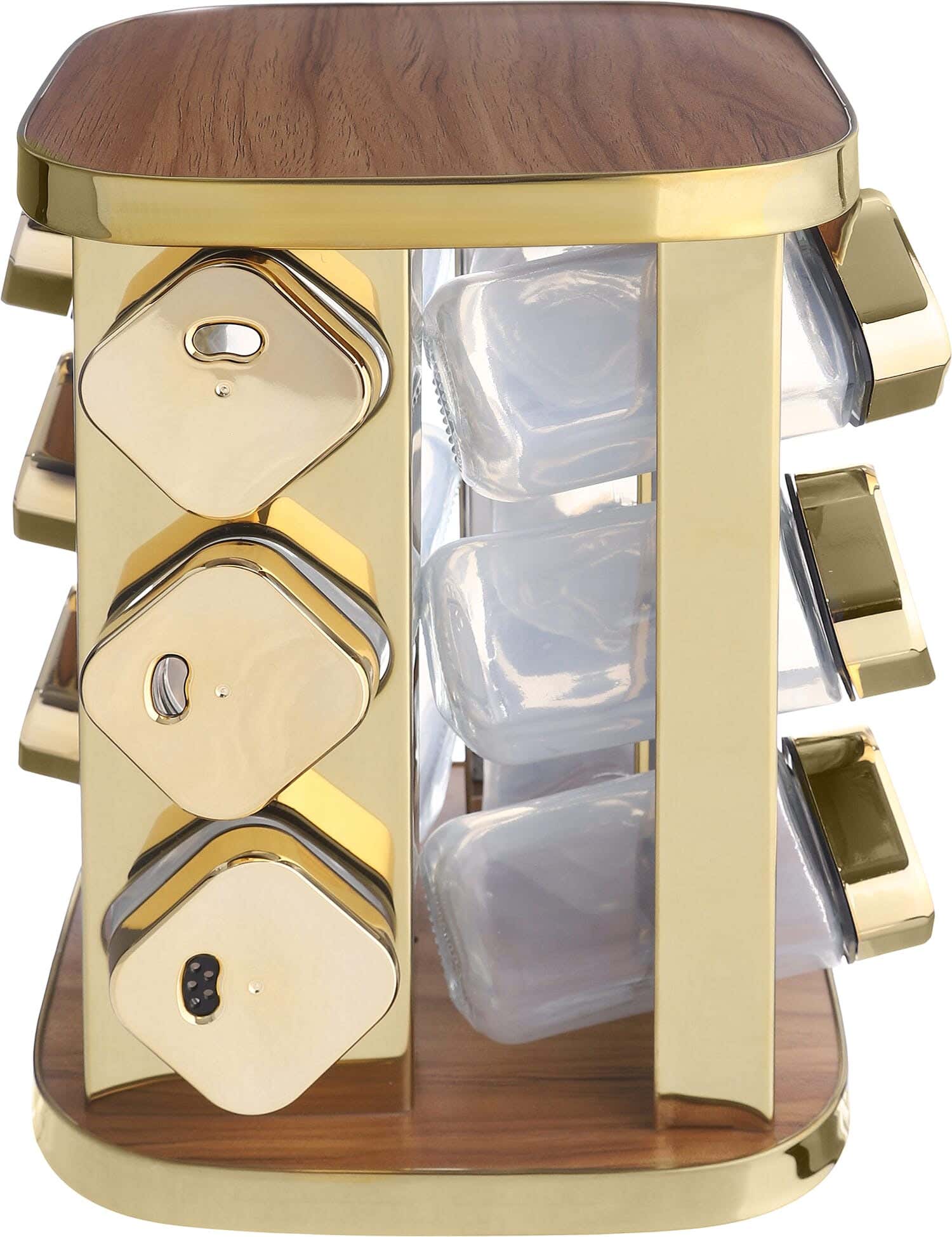 Group Tiger Glass Spice Set, 12 Pieces, with Stand - Gold