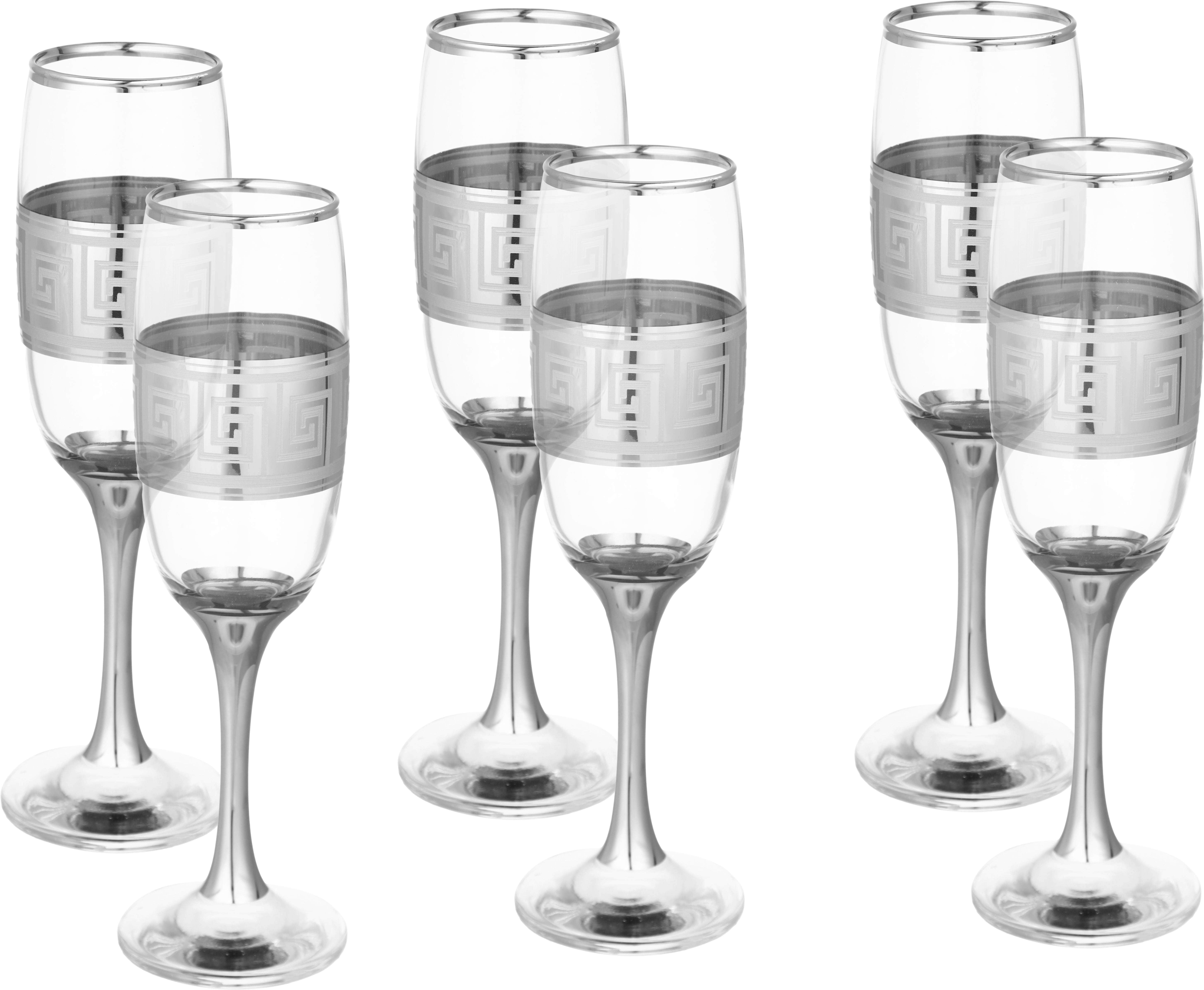 Bohemia Glass Glasses Set, 6 Pieces, 215 ml - Clear Silver