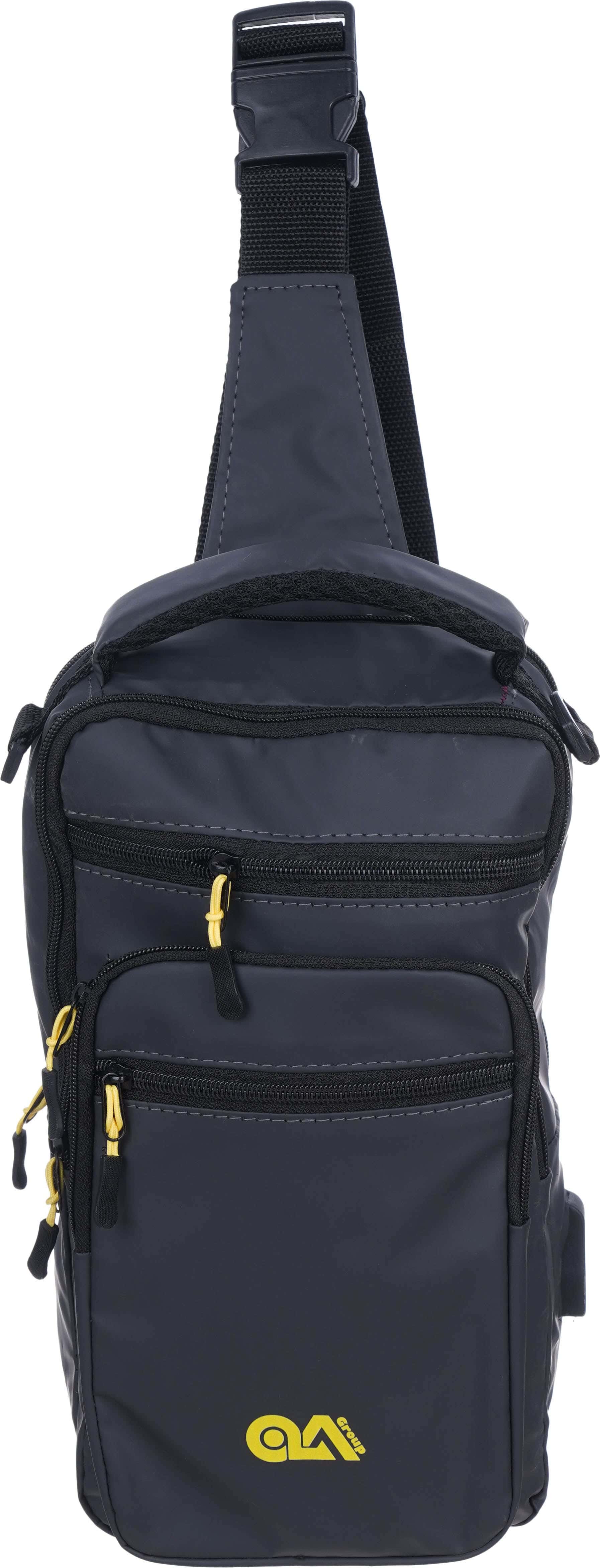 Waterproof Cross Bag for Men, 5 Zippers, 30×18 cm - Dark Grey