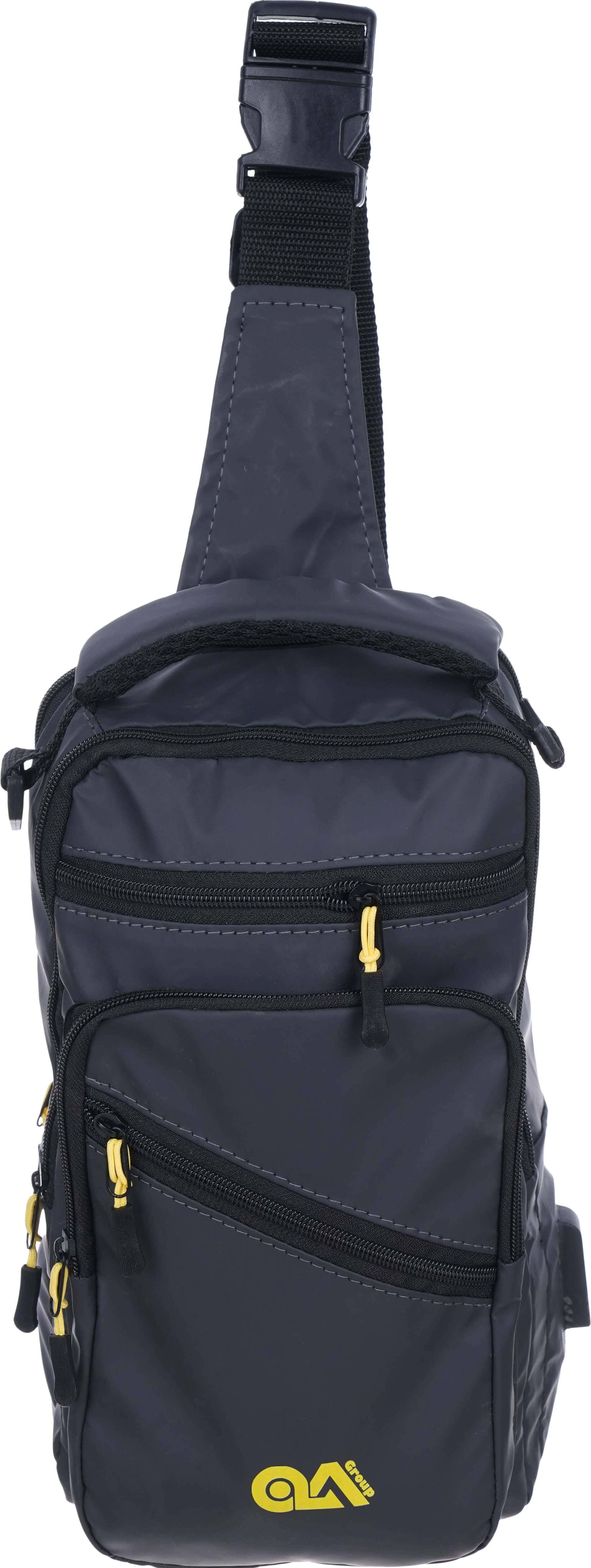 Waterproof Cross Bag for Men, 5 Zippers, 30×18 cm - Dark Grey
