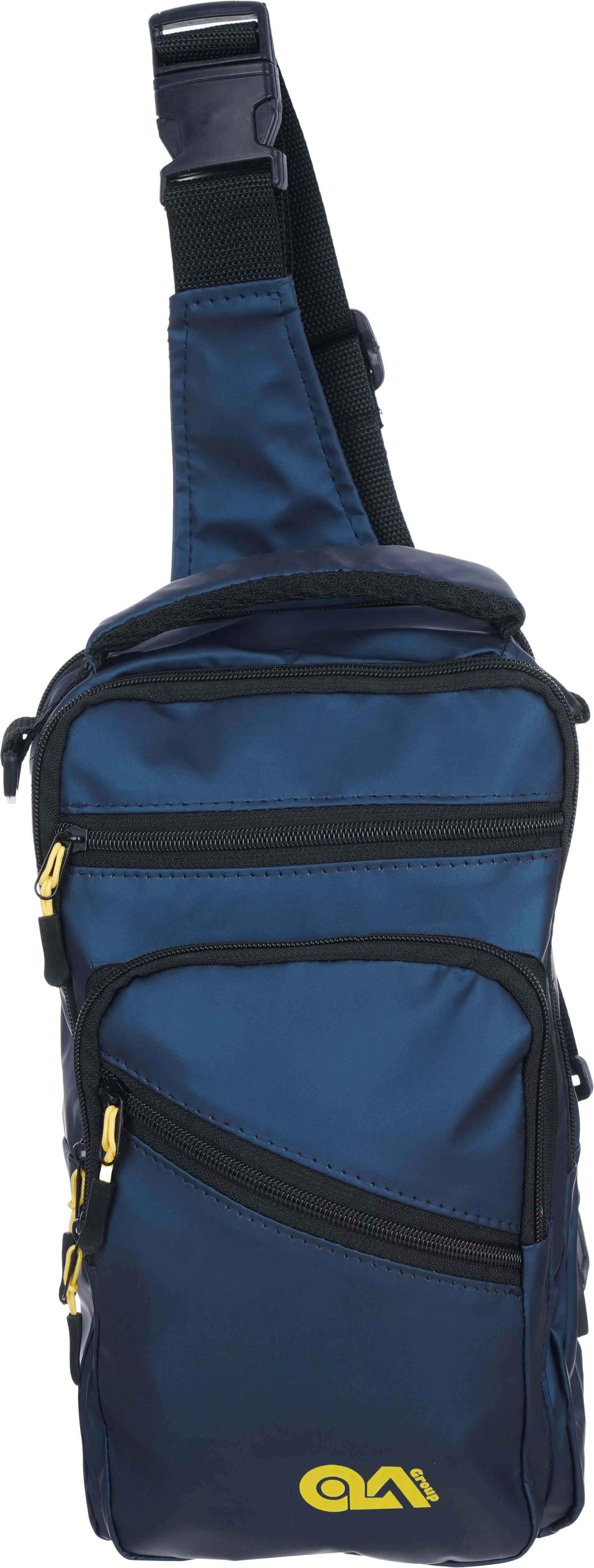 Waterproof Cross Bag for Men, 5 Zippers, 30×18 cm - Navy