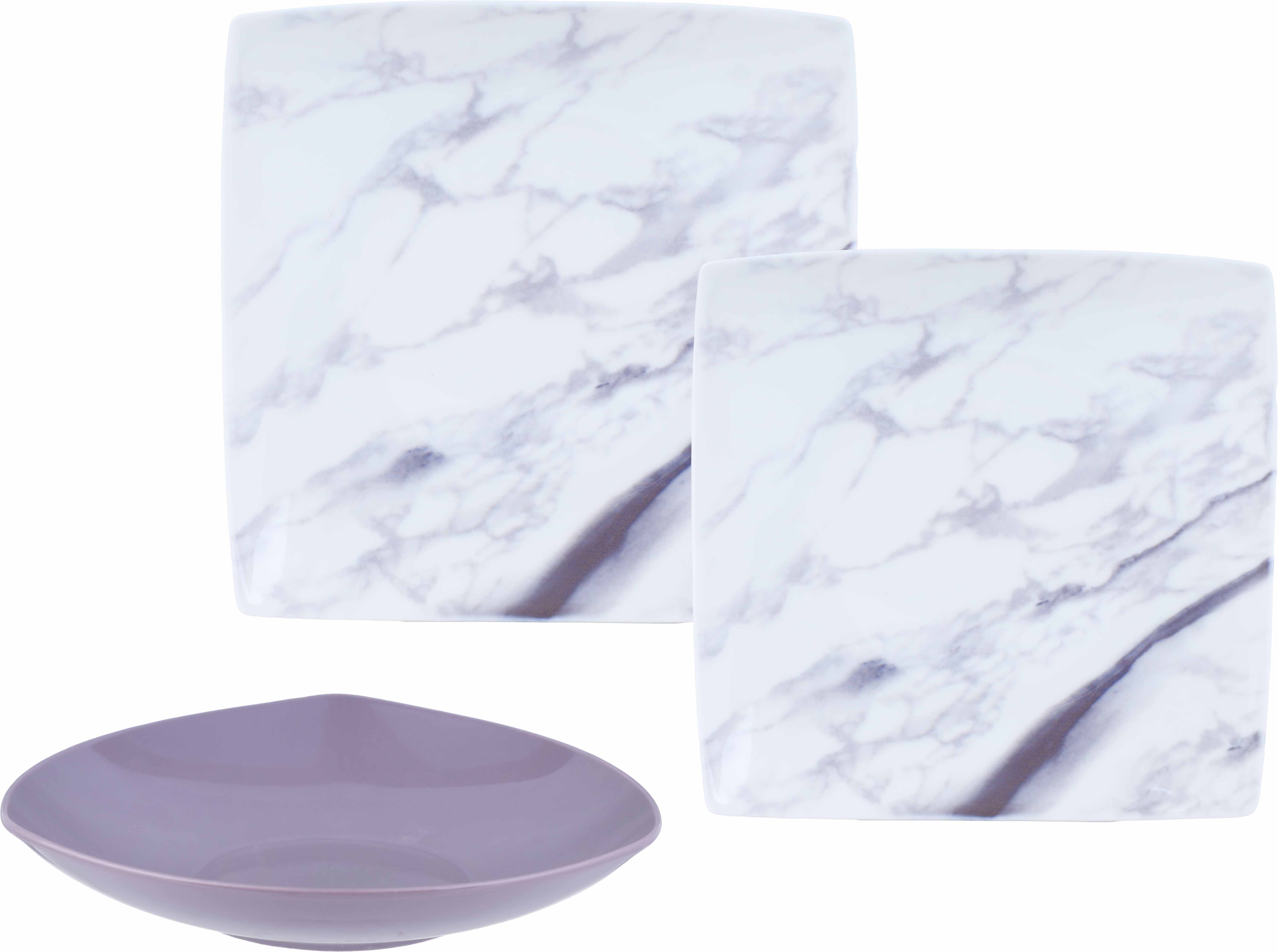 Lotus Porcelain Dinner Set, 18 Pieces - Off White Mauve