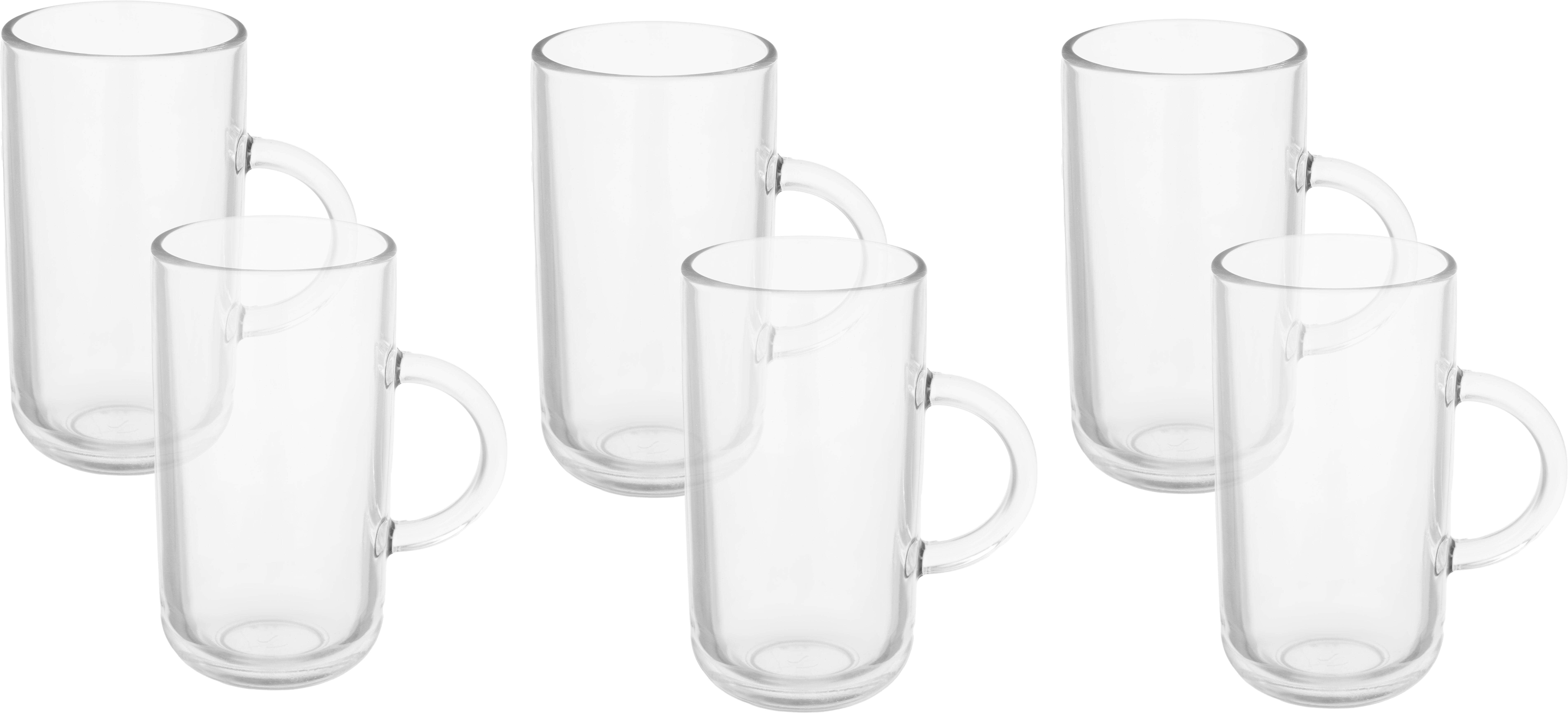 Pasabahce Glass Mug Set, 6 Pieces, 270 ml - Clear