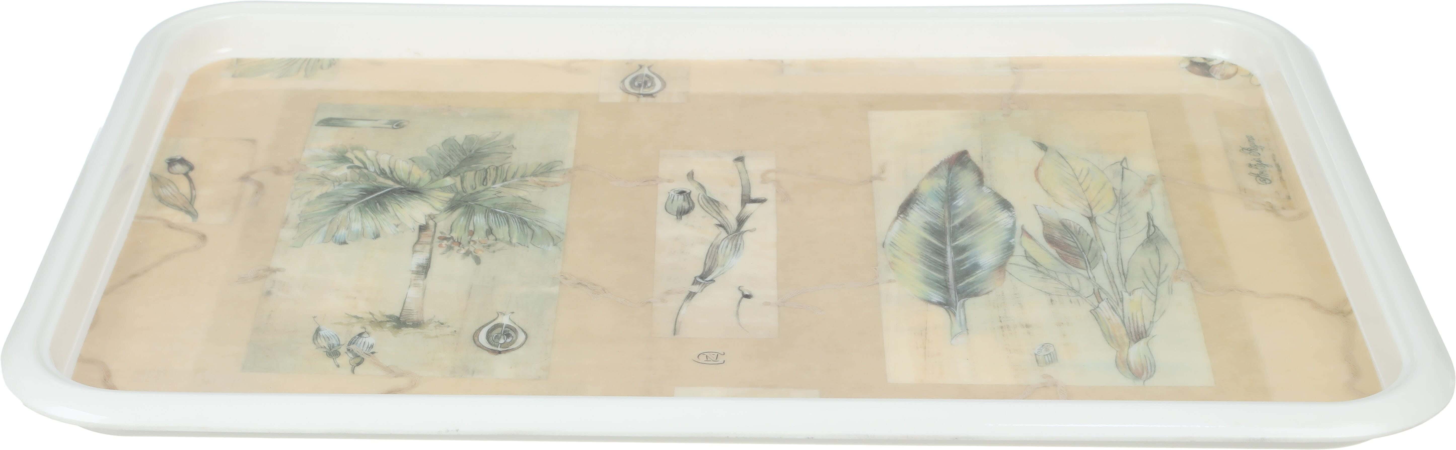 Zahra Elmohandes Melamine rectangular Serving Tray, 54.6×38 cm - Beige Green