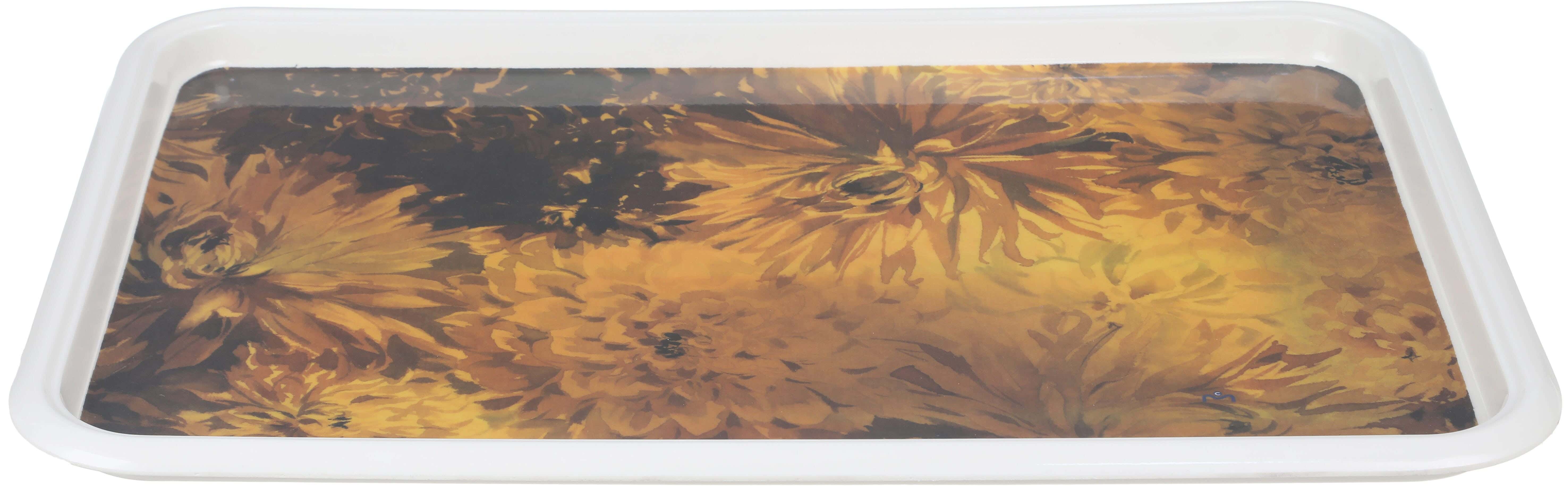Zahra Elmohandes Melamine rectangular Serving Tray, 54.6×38 cm - Brown Gold