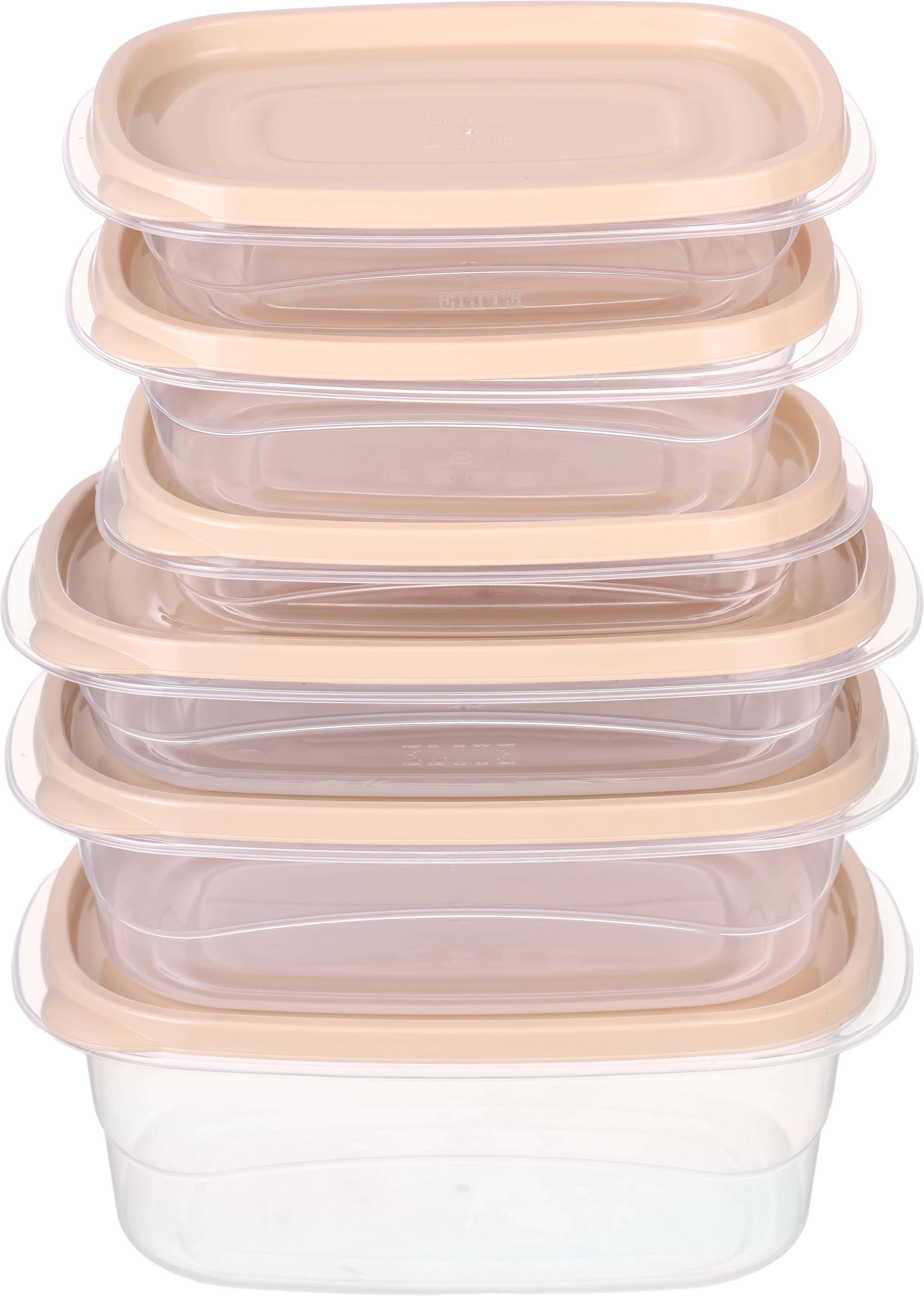 Elite Plastic Refrigerator Box Set, 6 Pieces - Beige