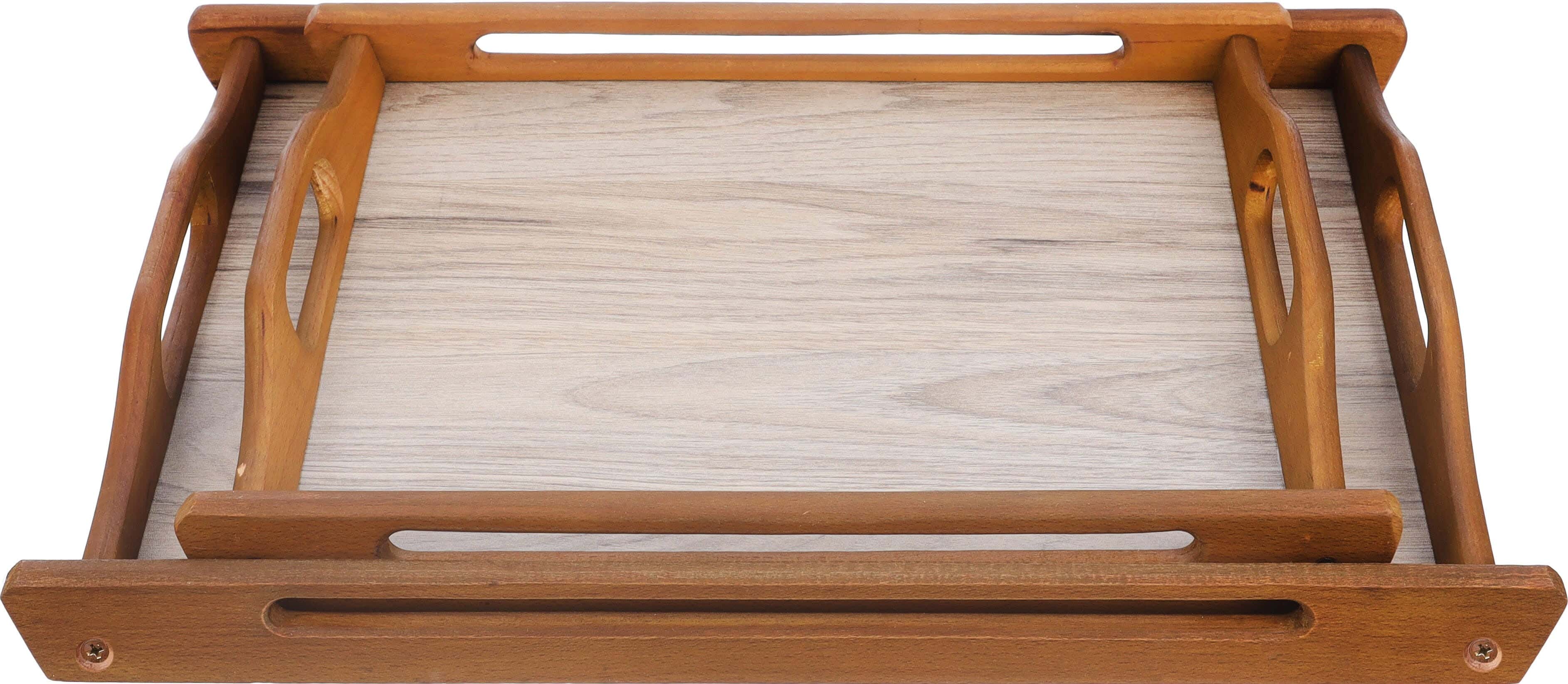 Juliet Wood Serving Tray Set, 2 Pieces - Beige Light Brown