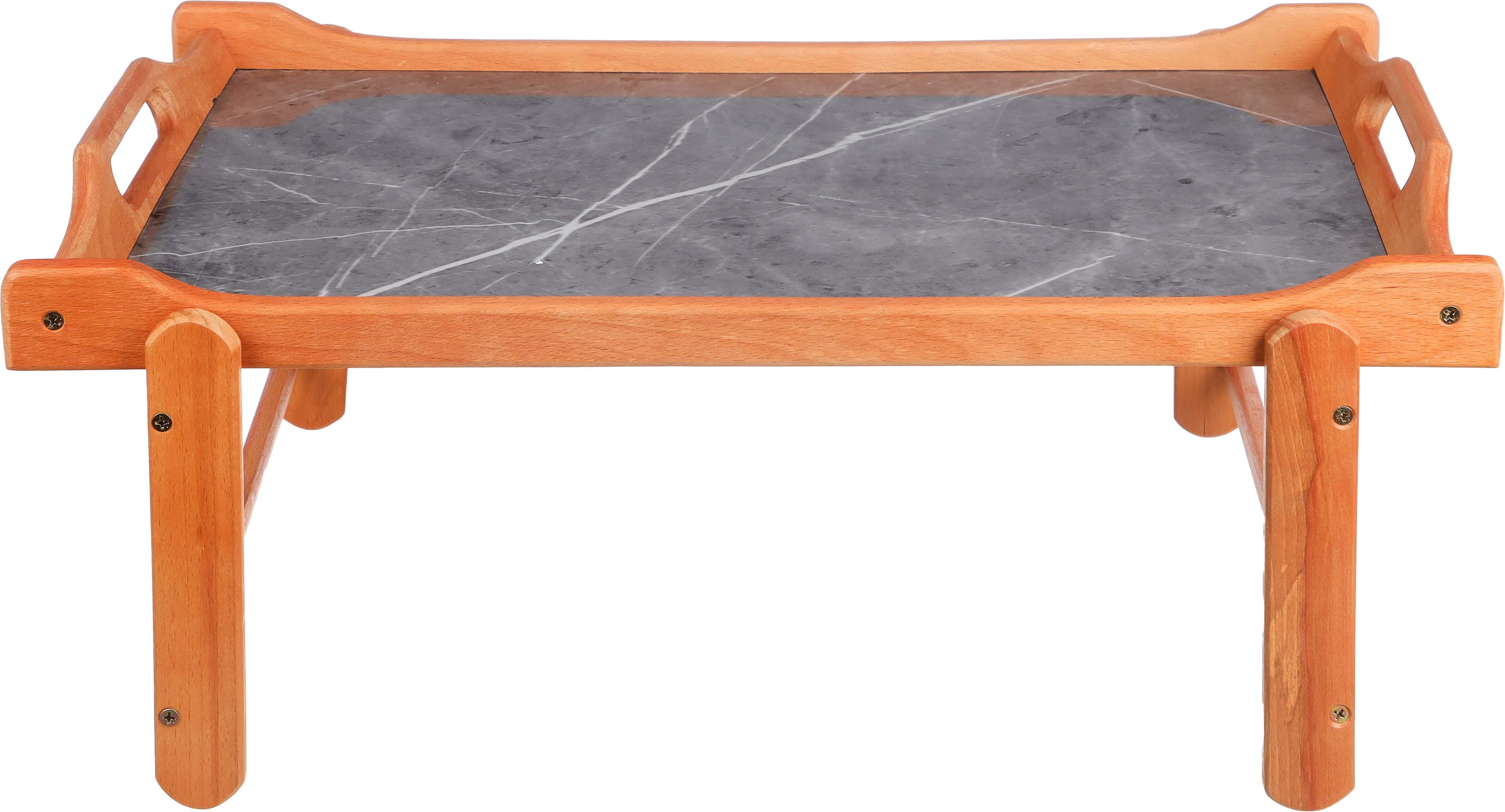 Juliet Wooden Food Serving Tray with Foldable Legs, 40×60 cm - Beige Grey