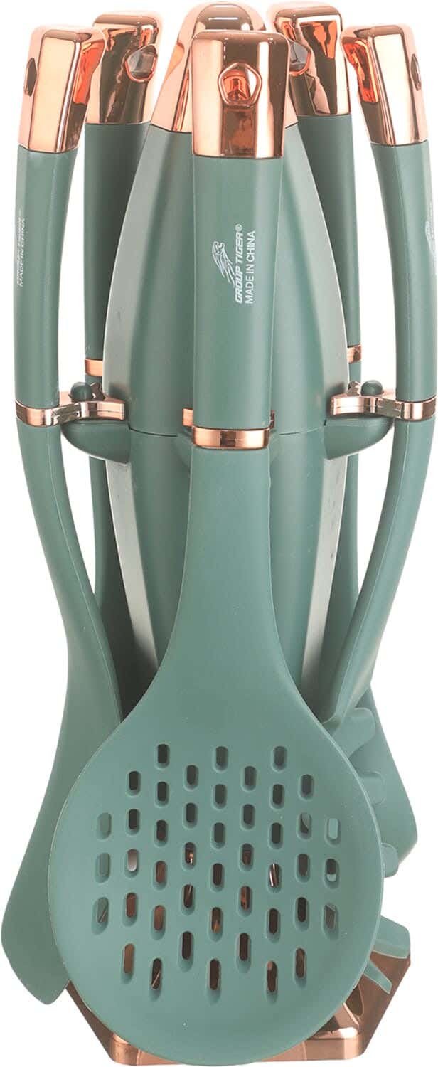 Group Tiger Silicone Serving Set, 5 Pieces, In addition to Stand - Dark Green Copper