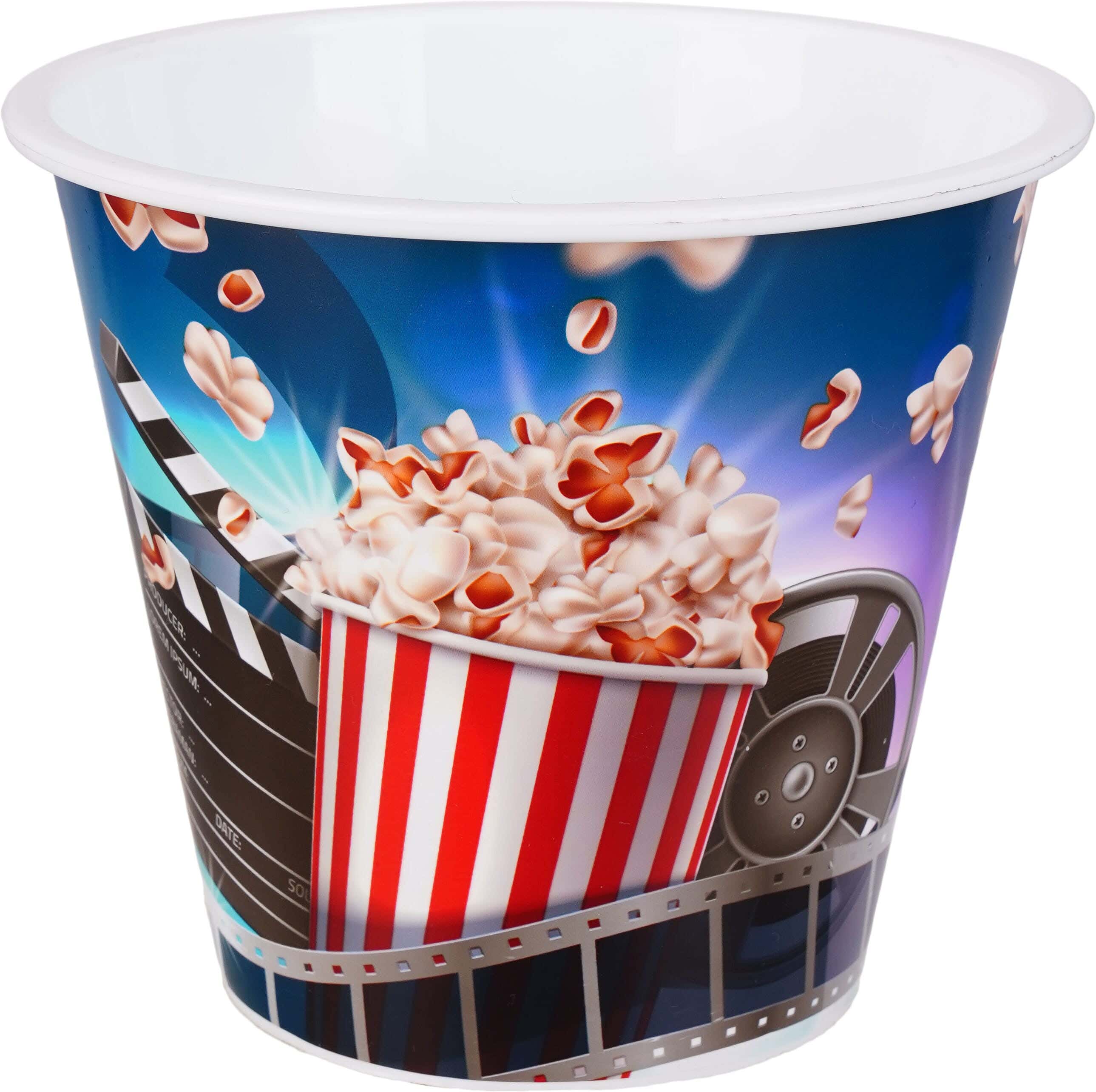 Round Plastic Popcorn Box, 1000 ml - Multicolor