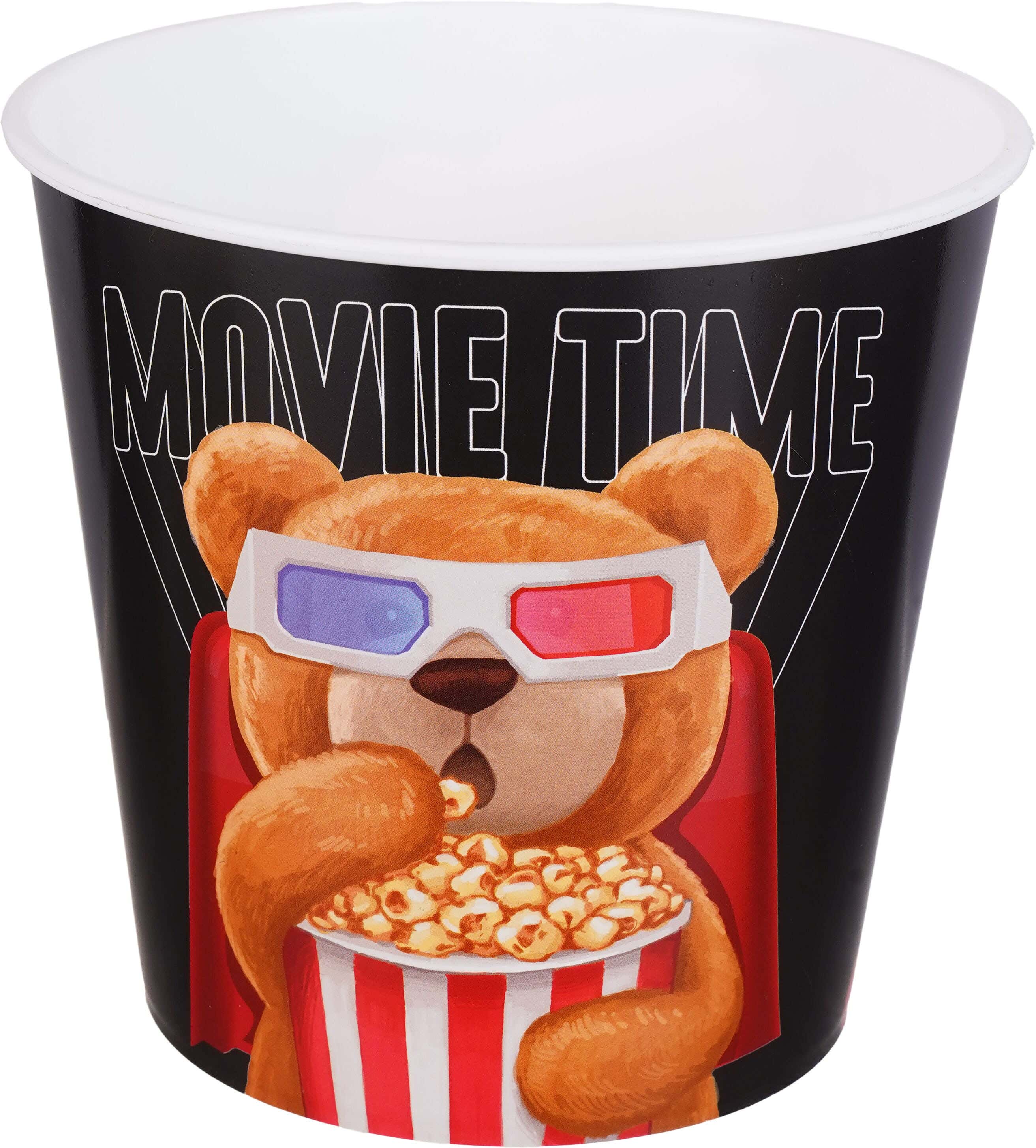 Round Plastic Popcorn Box, 2000 ml - Multicolor