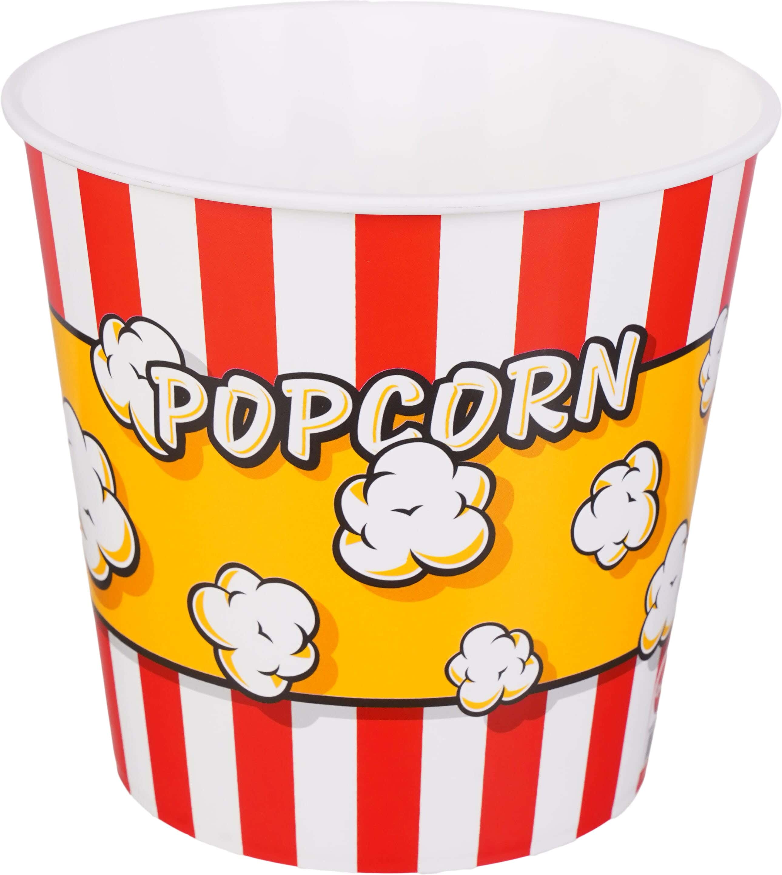 Round Plastic Popcorn Box, 2000 ml - Multicolor