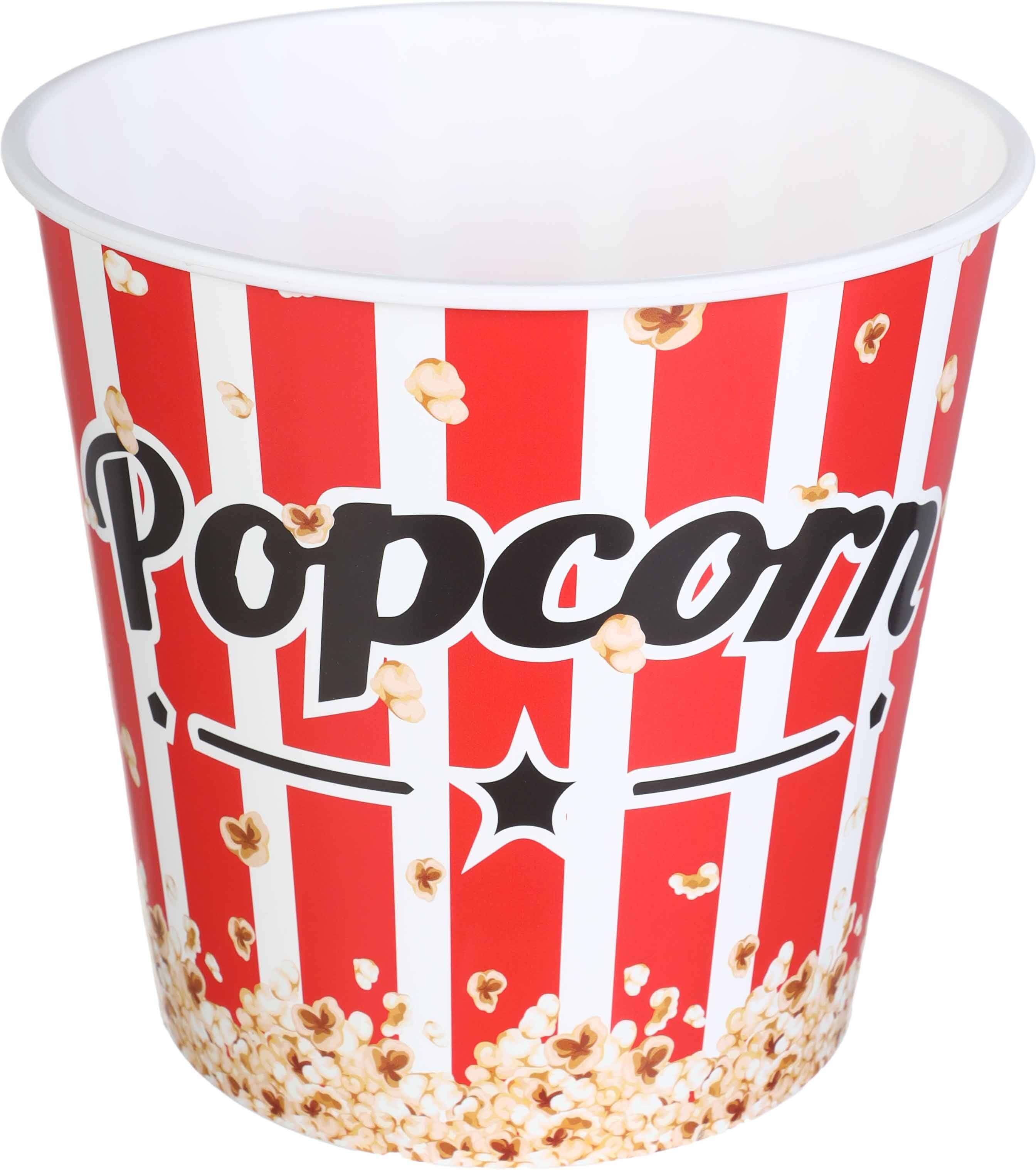 Round Plastic Popcorn Box, 2000 ml - Multicolor