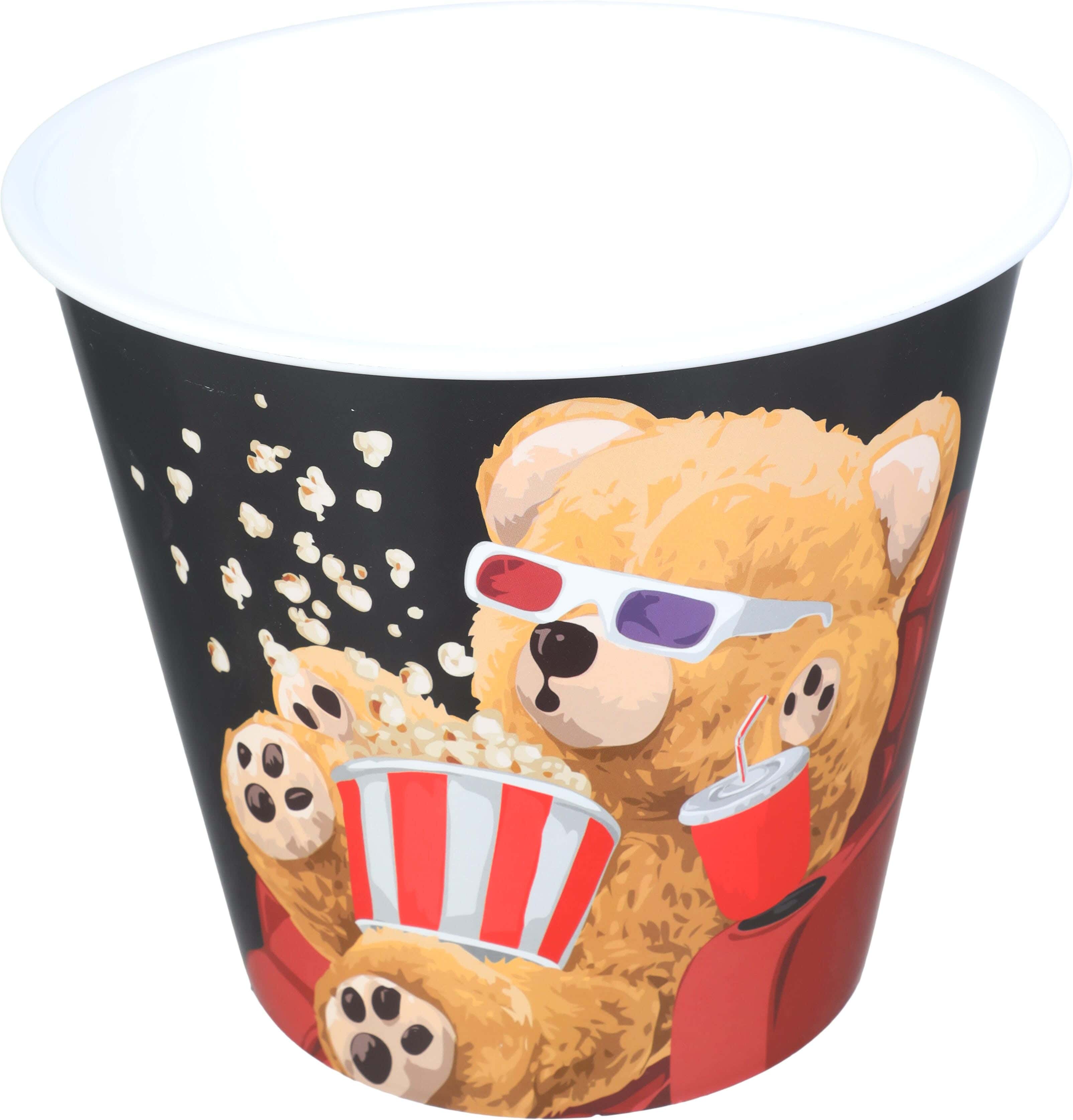 Al Wataneya Round Plastic Popcorn Box, 18×20 cm - Multicolor