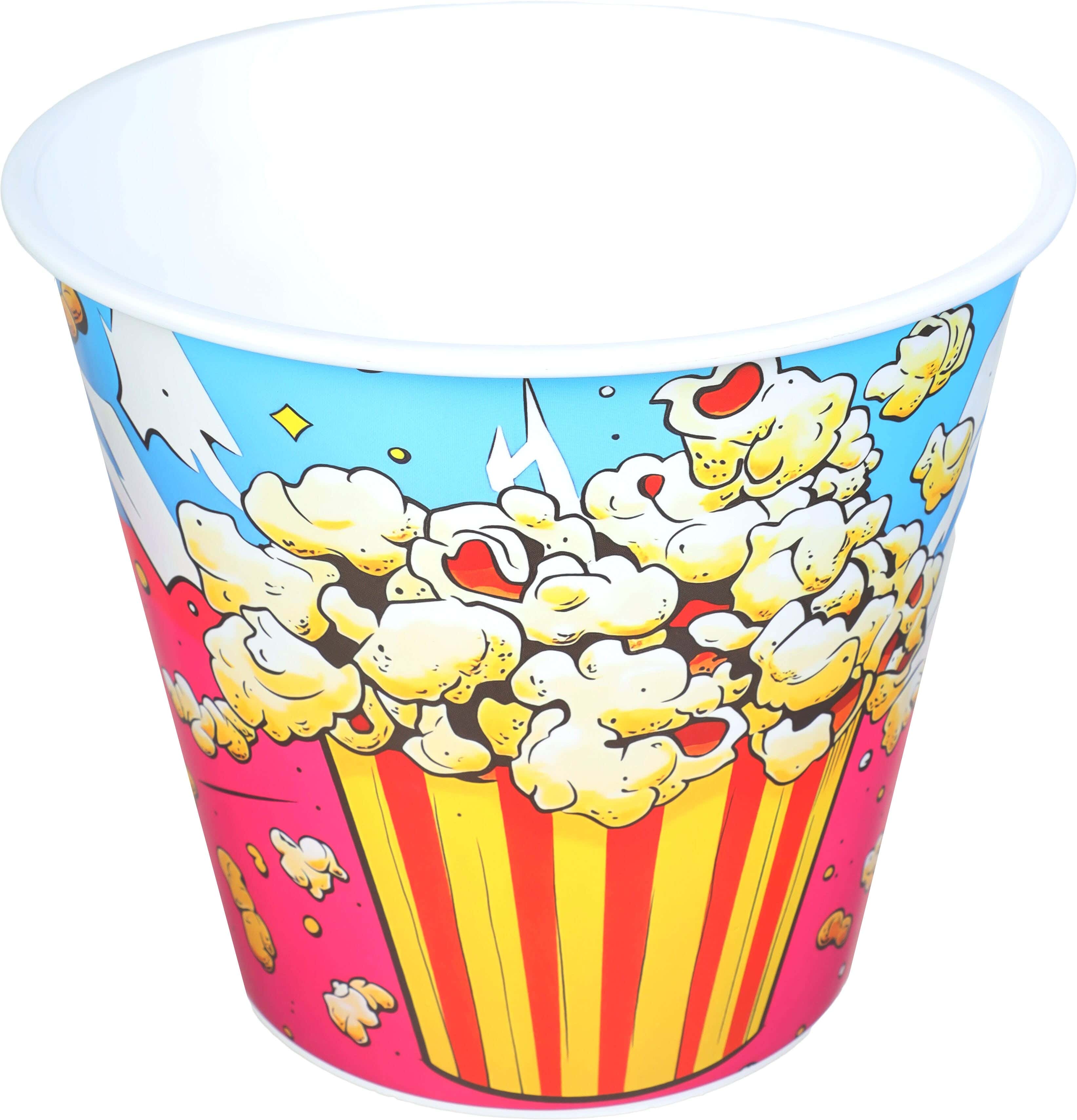 Al Wataneya Round Plastic Popcorn Box, 18×20 cm - Multicolor