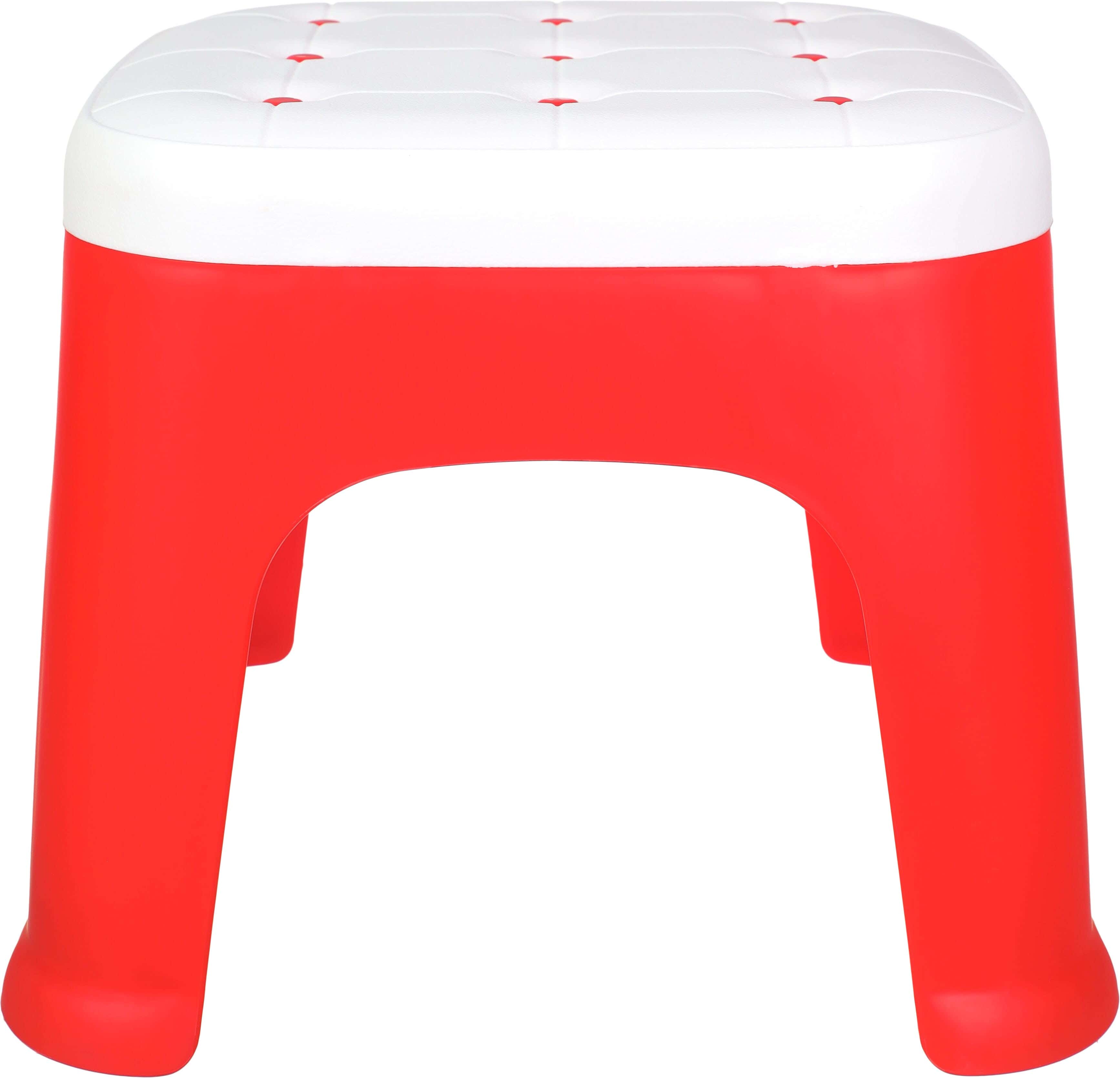 Square Plastic Chair, 25×25×24 Cm - Red White