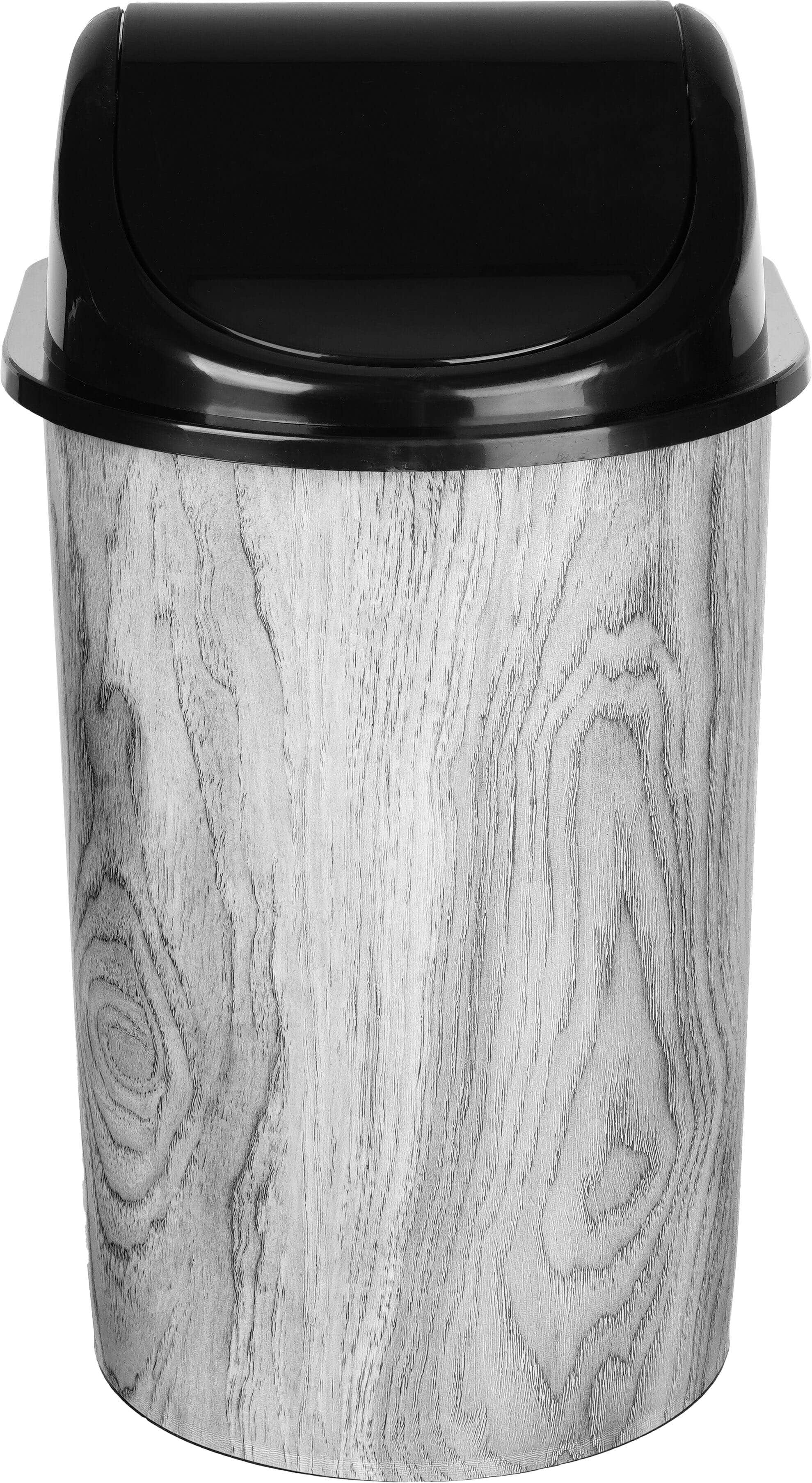 Al Wataneya Plastic Trash Bin with Movable Lid, 25×26.5×43 cm - Black Grey