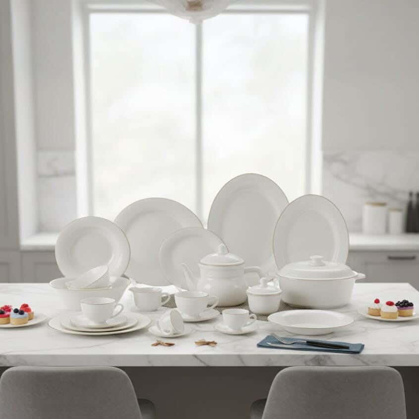 GEMYA Arcopal Dinner Set, 58 Pieces - White Gold