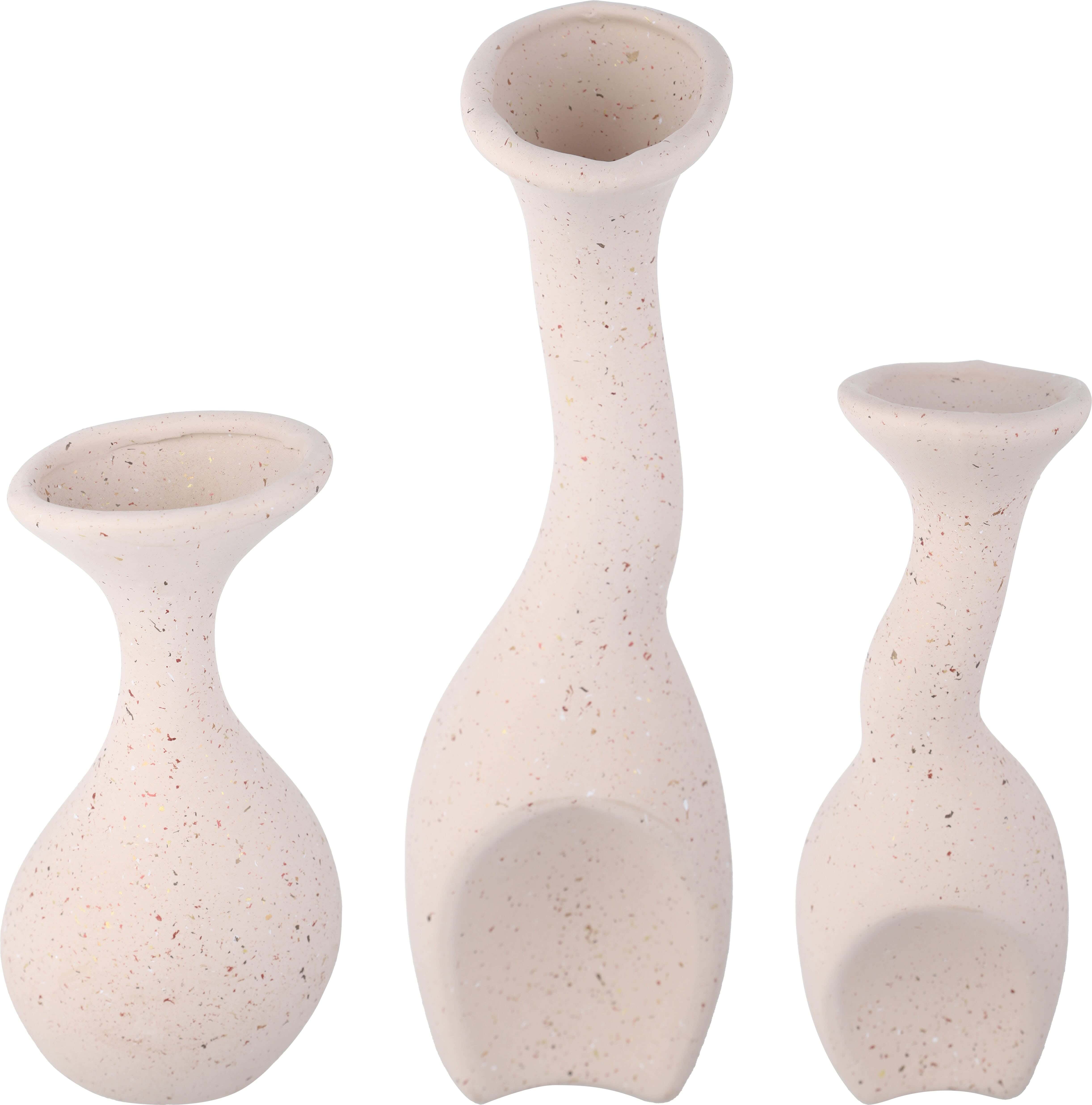 Earthenware Vases Set, 3 Pieces - Beige