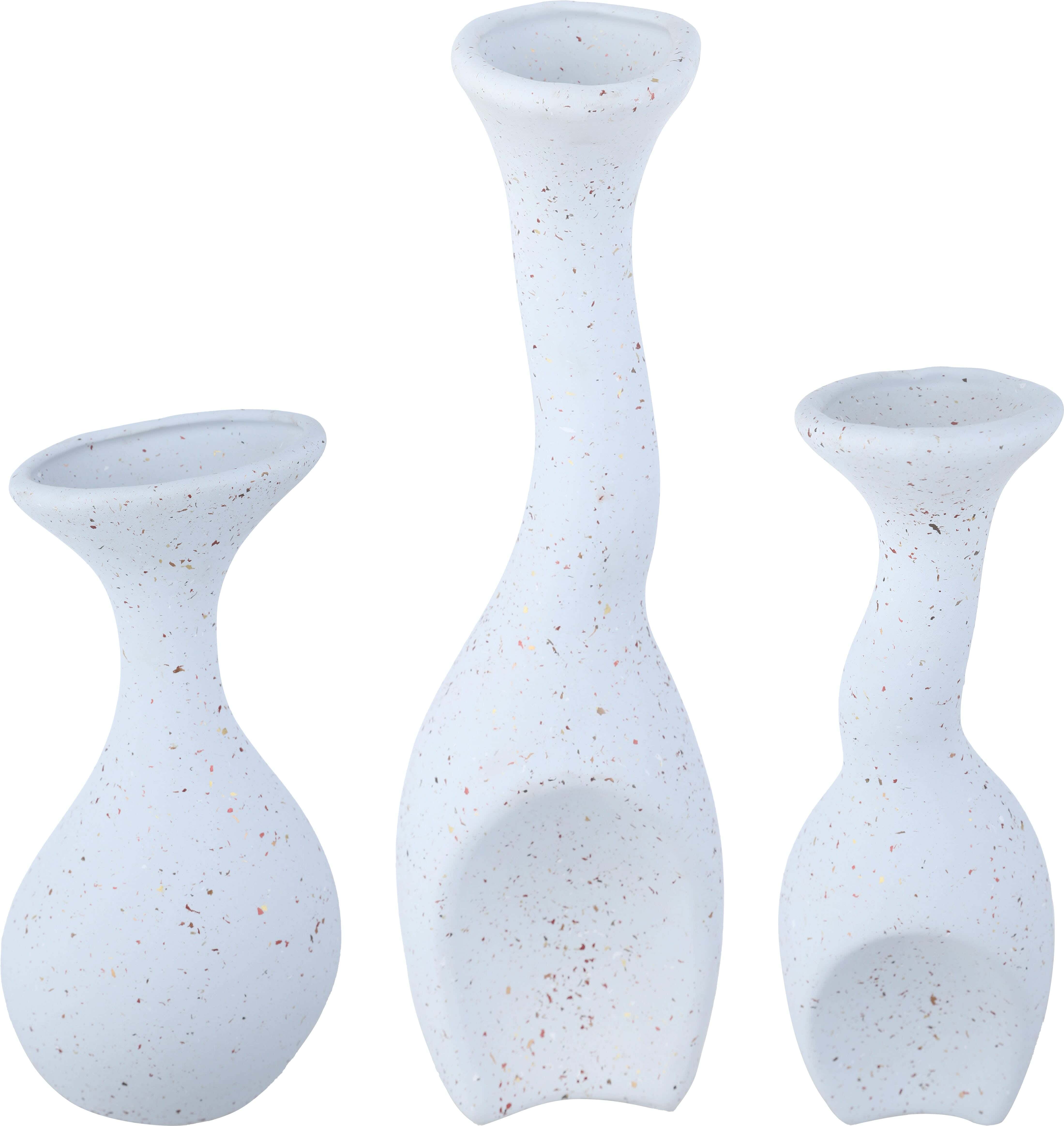 Earthenware Vases Set, 3 Pieces - White