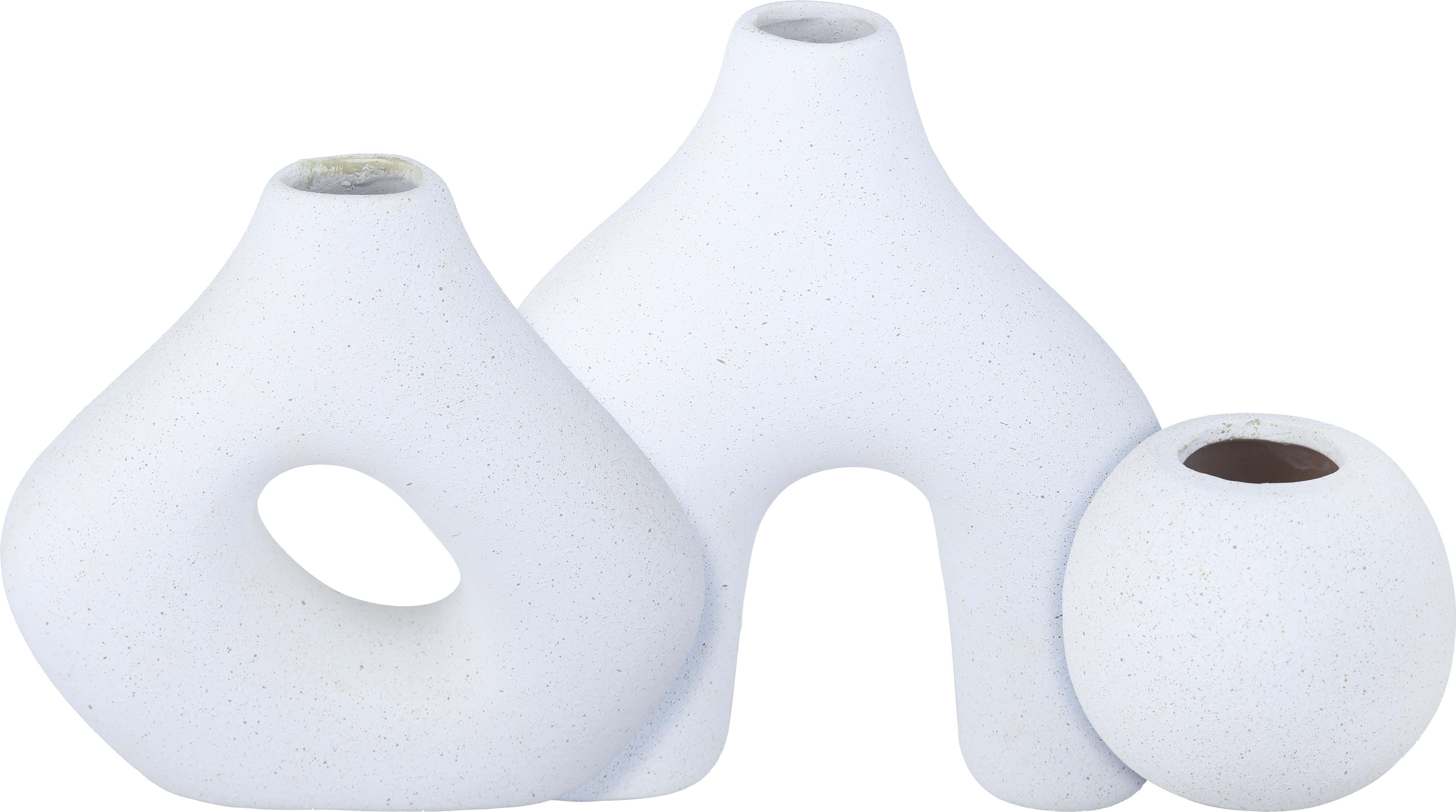 Earthenware Vases Set, 3 Pieces - White