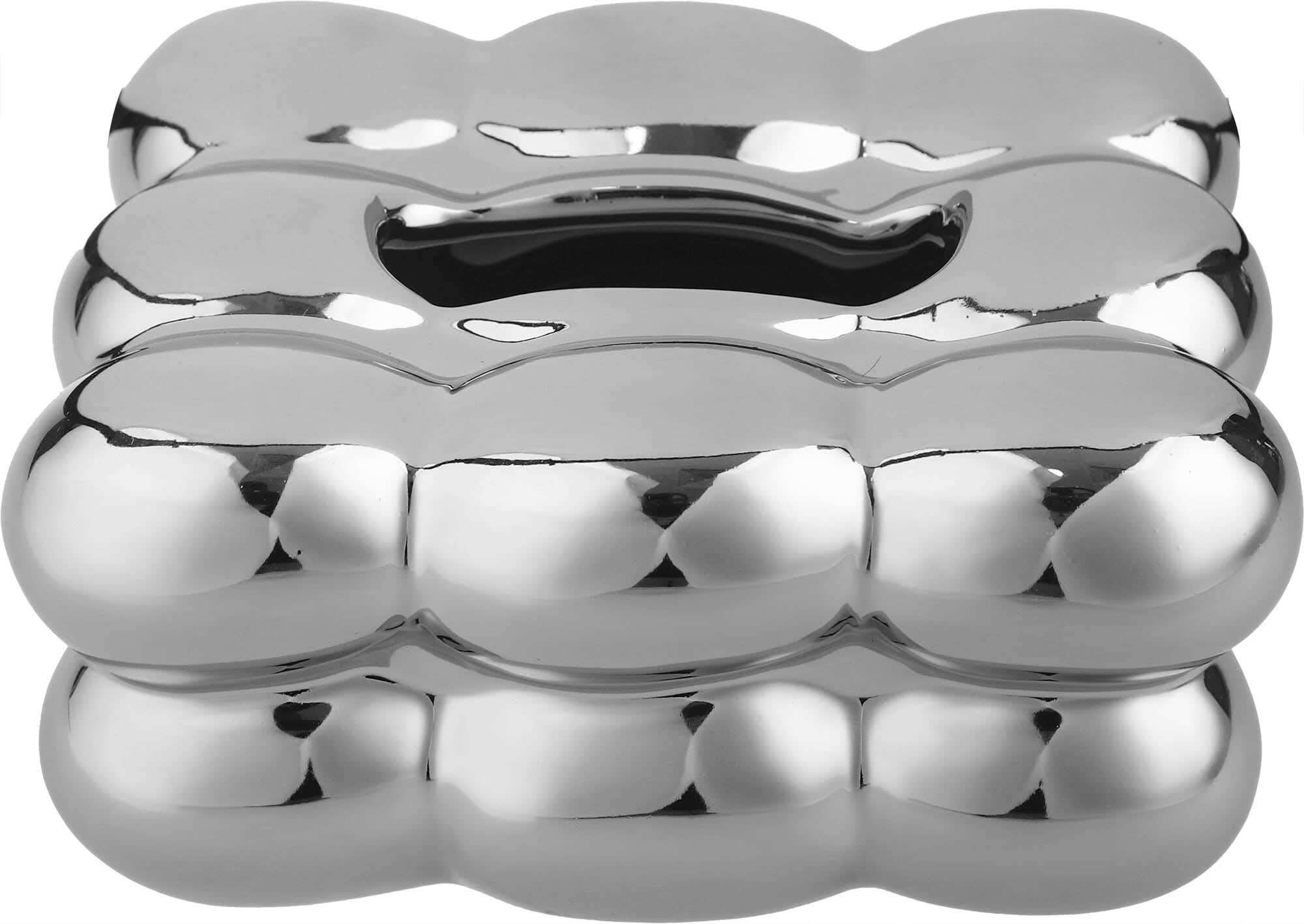ALQASR Earthenware Tissue Box, 12×20 cm - Silver