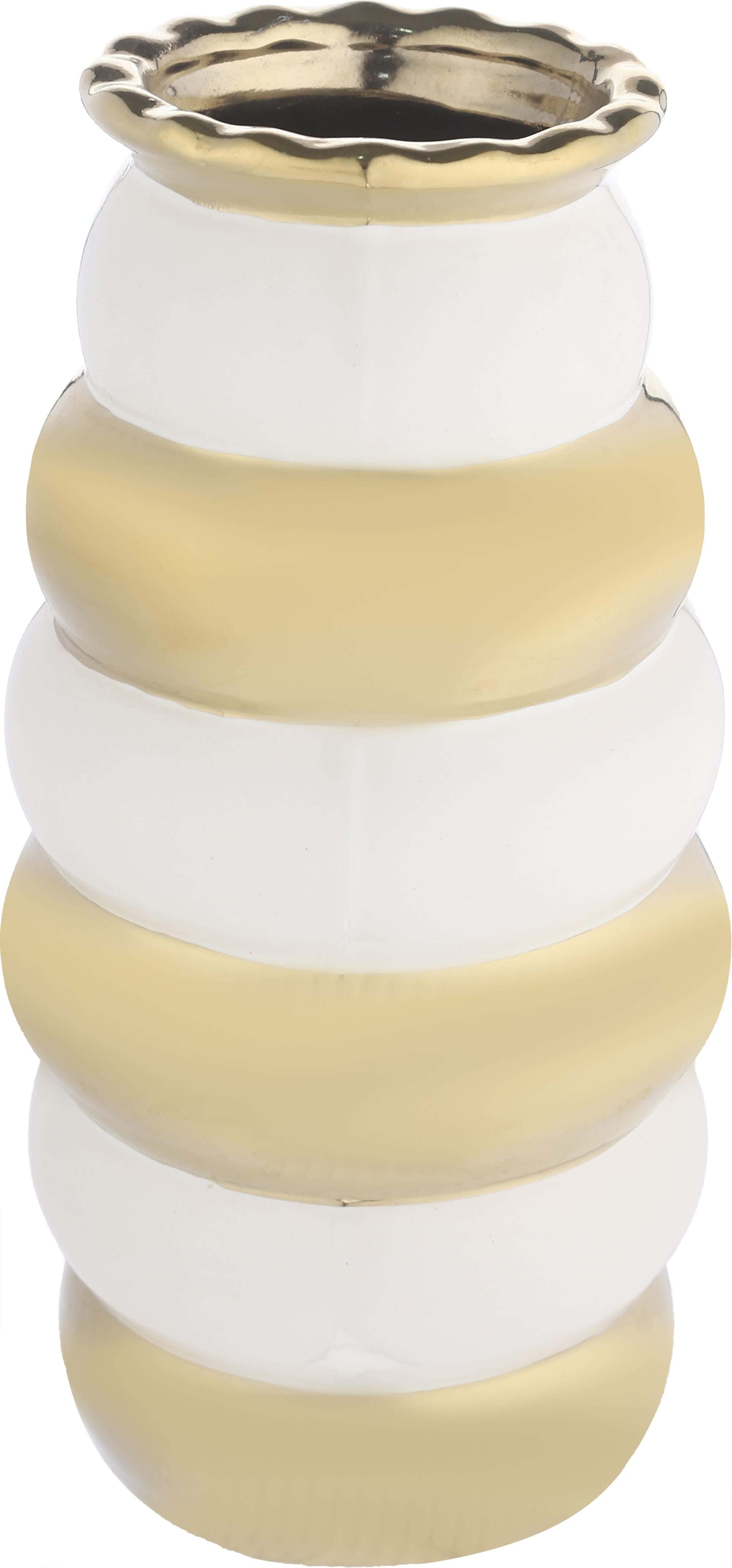 Alqasr Earthenware Decorative Vase, 28 cm - Off White Gold