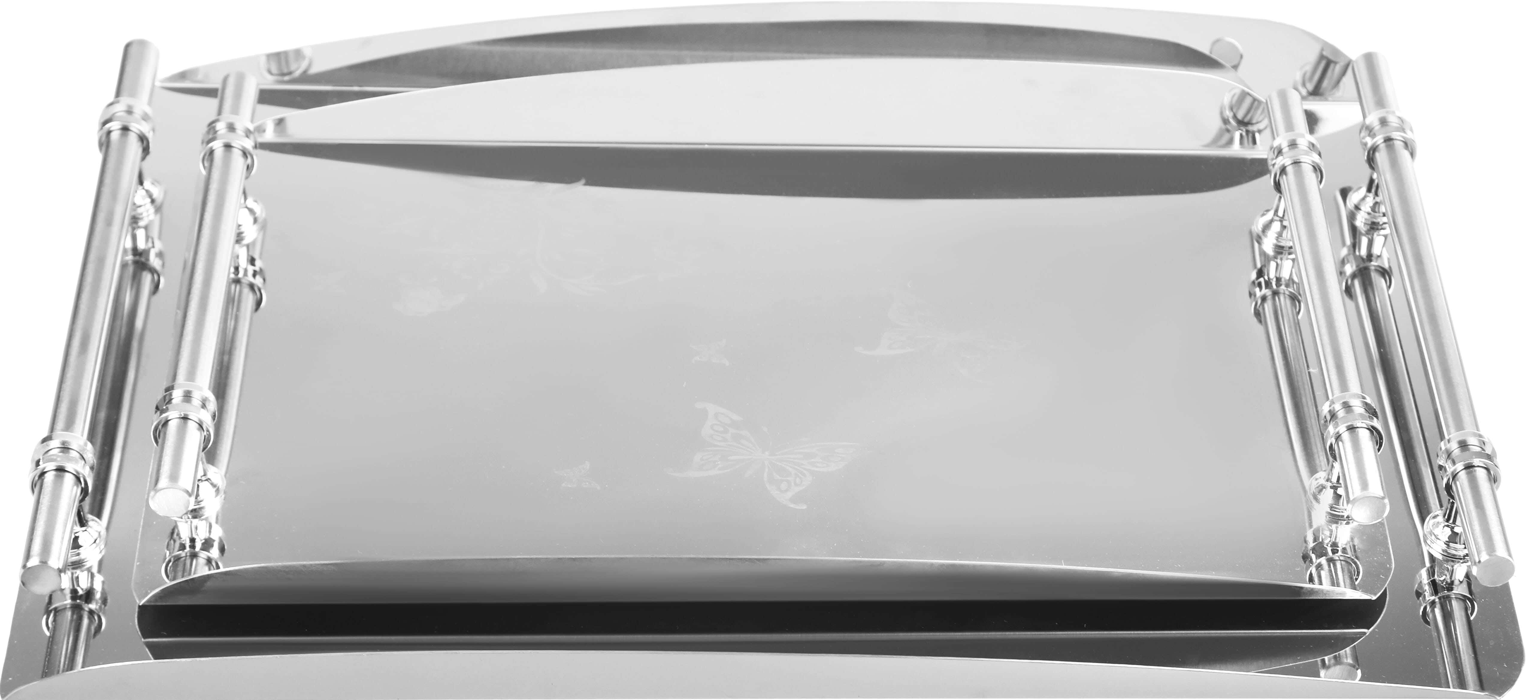 Arsha Stainless Steel Serving Tray Set, 2 Pieces - Silver