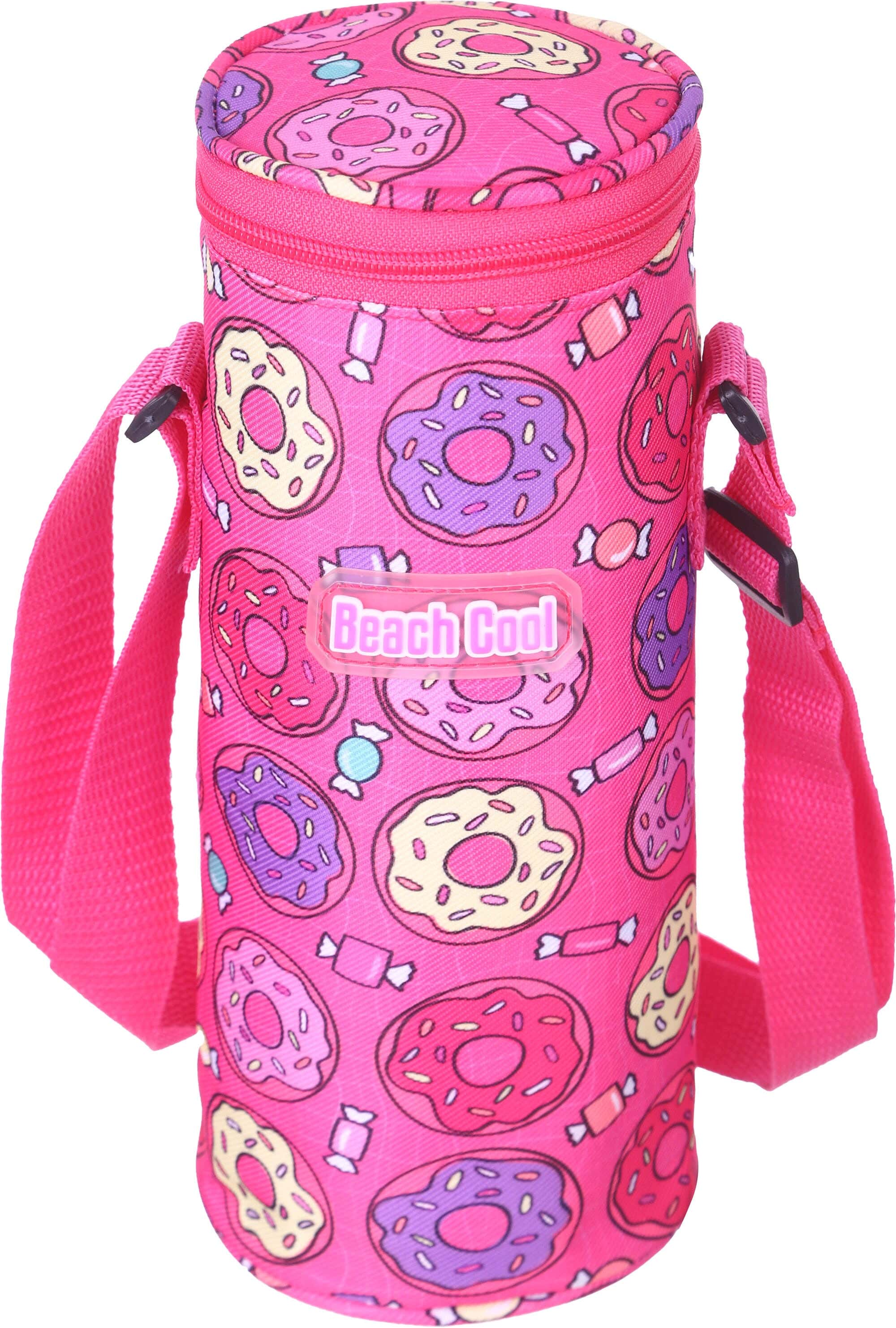 Beach Cool Linen Water Bottle Thermal Bag, 1 Litre, 1 Zipper - Pink