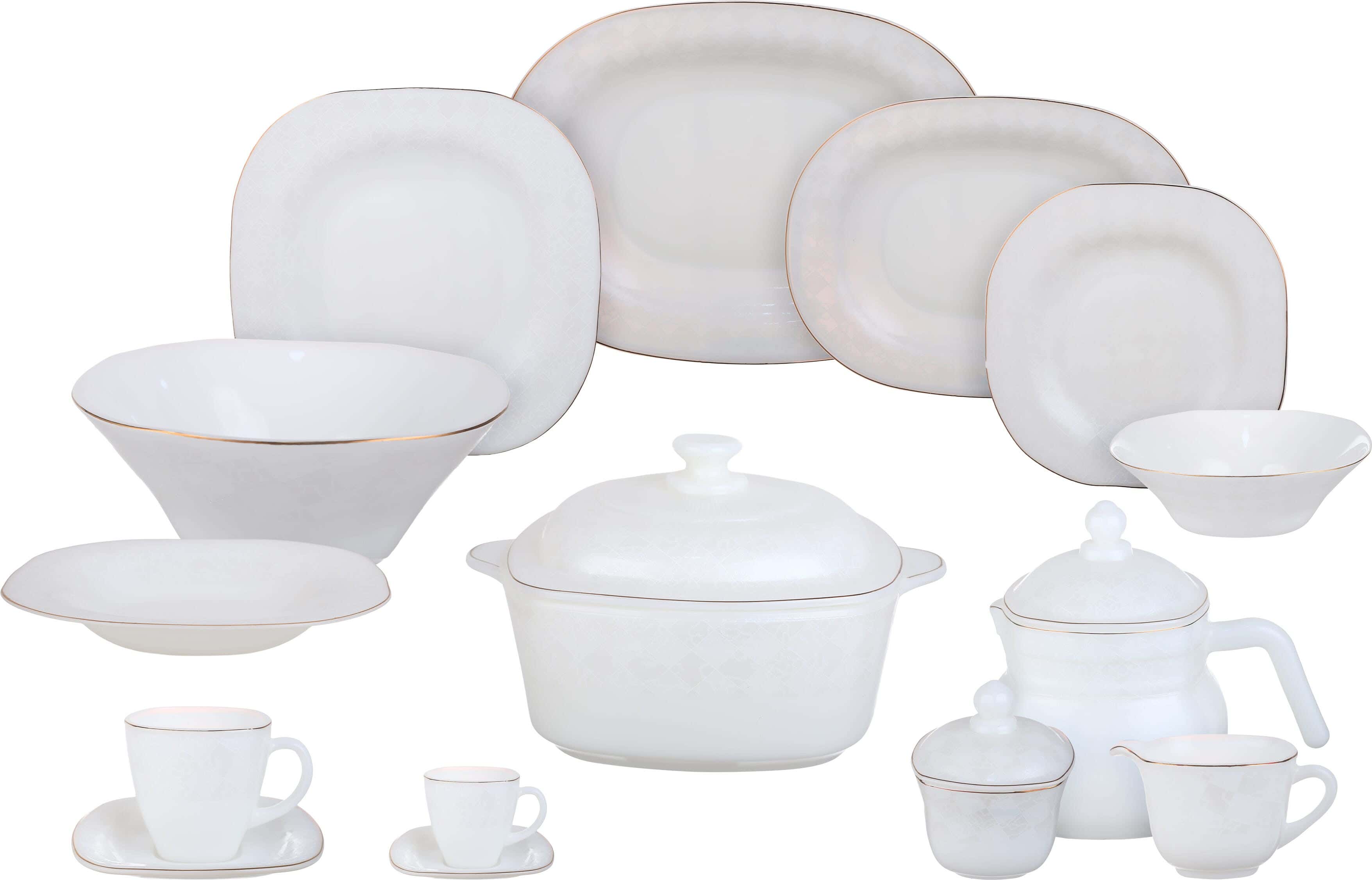 GEMYA Arcopal Square Dinner Set, 58 Pieces - White Gold