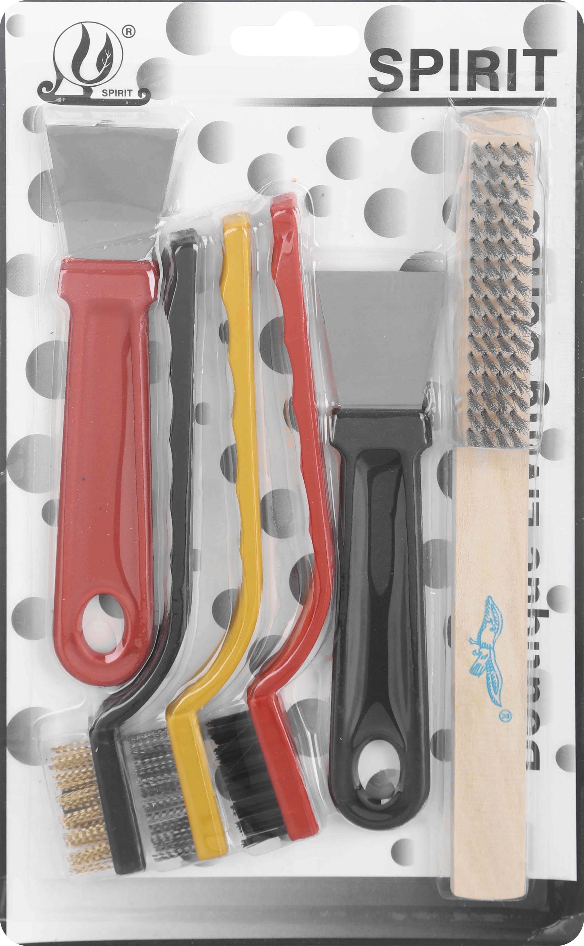 Plastic Stove Top Cleaning Brush Set, 6 Pieces - Multicolor