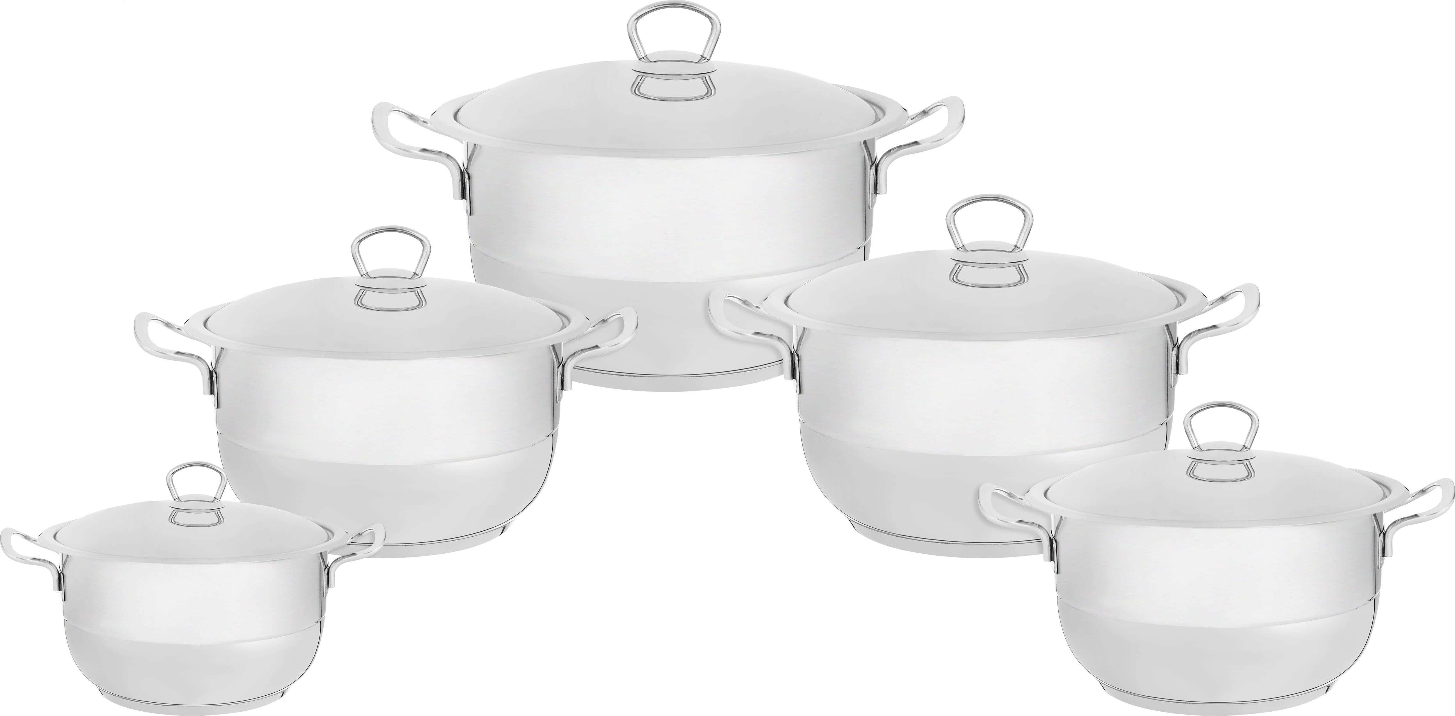 Aboud Stainless Steel Cookware Set, 10 Pieces - Silver